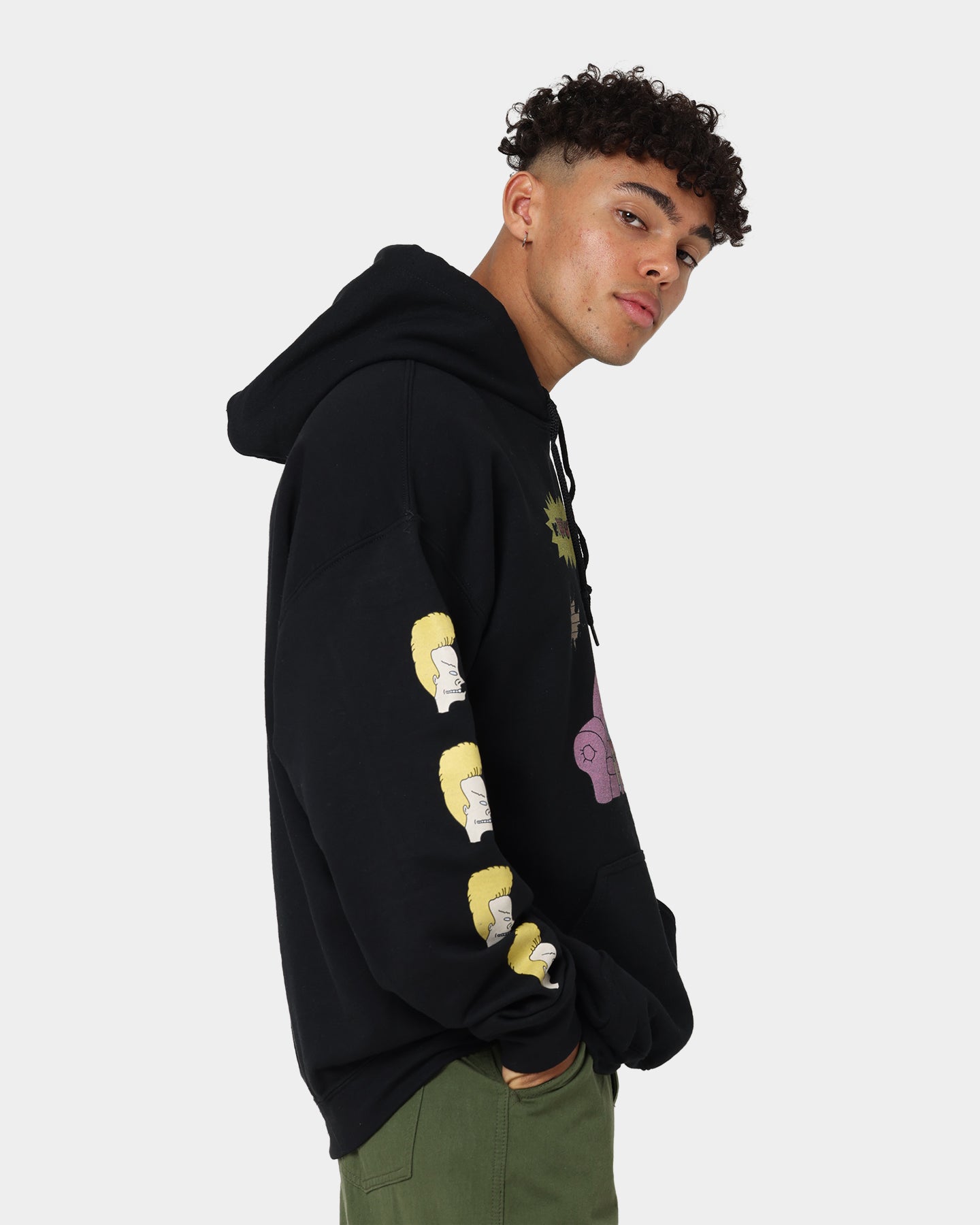 American Thrift X Beavis & Butthead Couch Hoodie - Black Pullover Sweatshirt for Men & Women | Perfect for Casual Wear, Lounge Days & Pop Culture Fans
