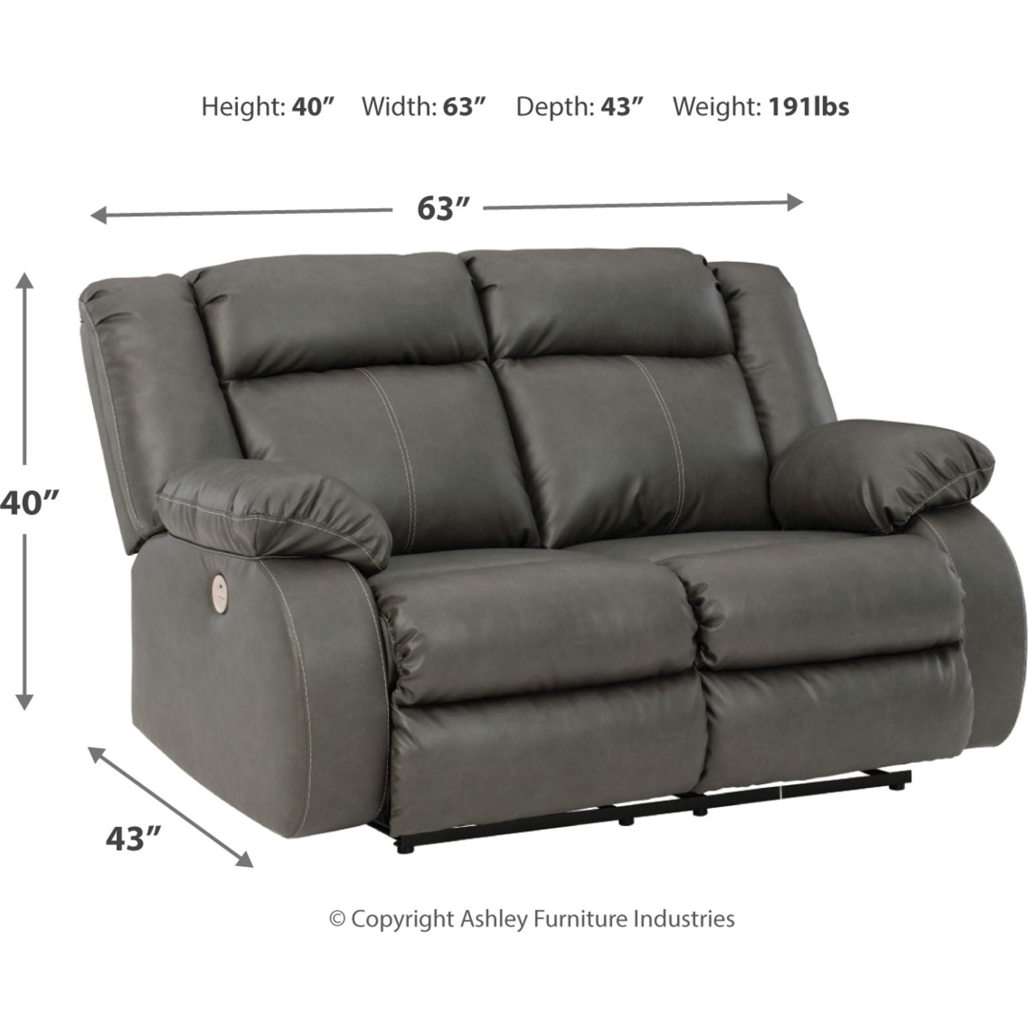 Denoron Power Reclining Loveseat - 2-Seater Electric Massage Sofa with USB Charging & Cup Holders | Perfect for Living Room, Home Theater & Small Spaces