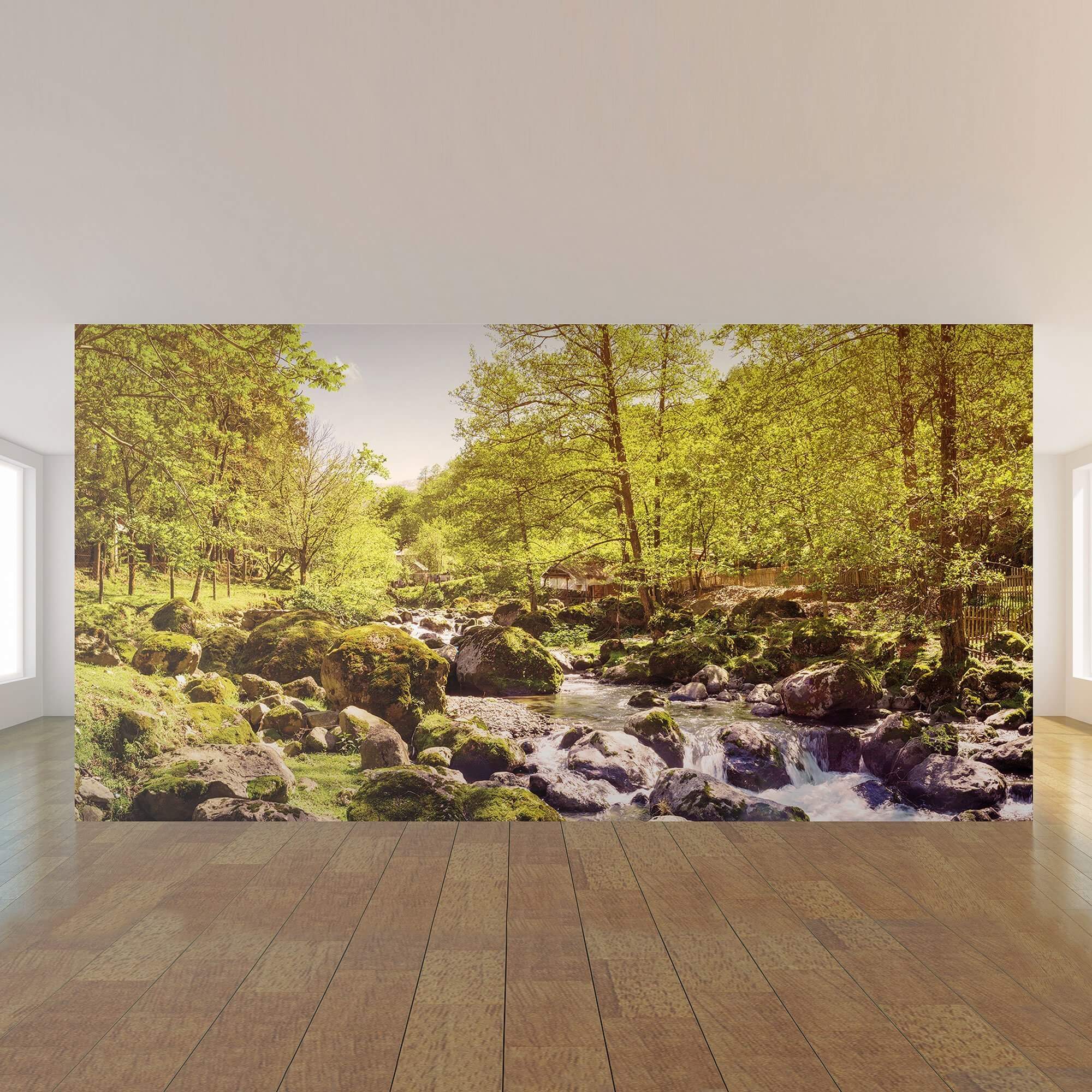 Green Forest Landscape Peel and Stick Removable Wallpaper Mural 36