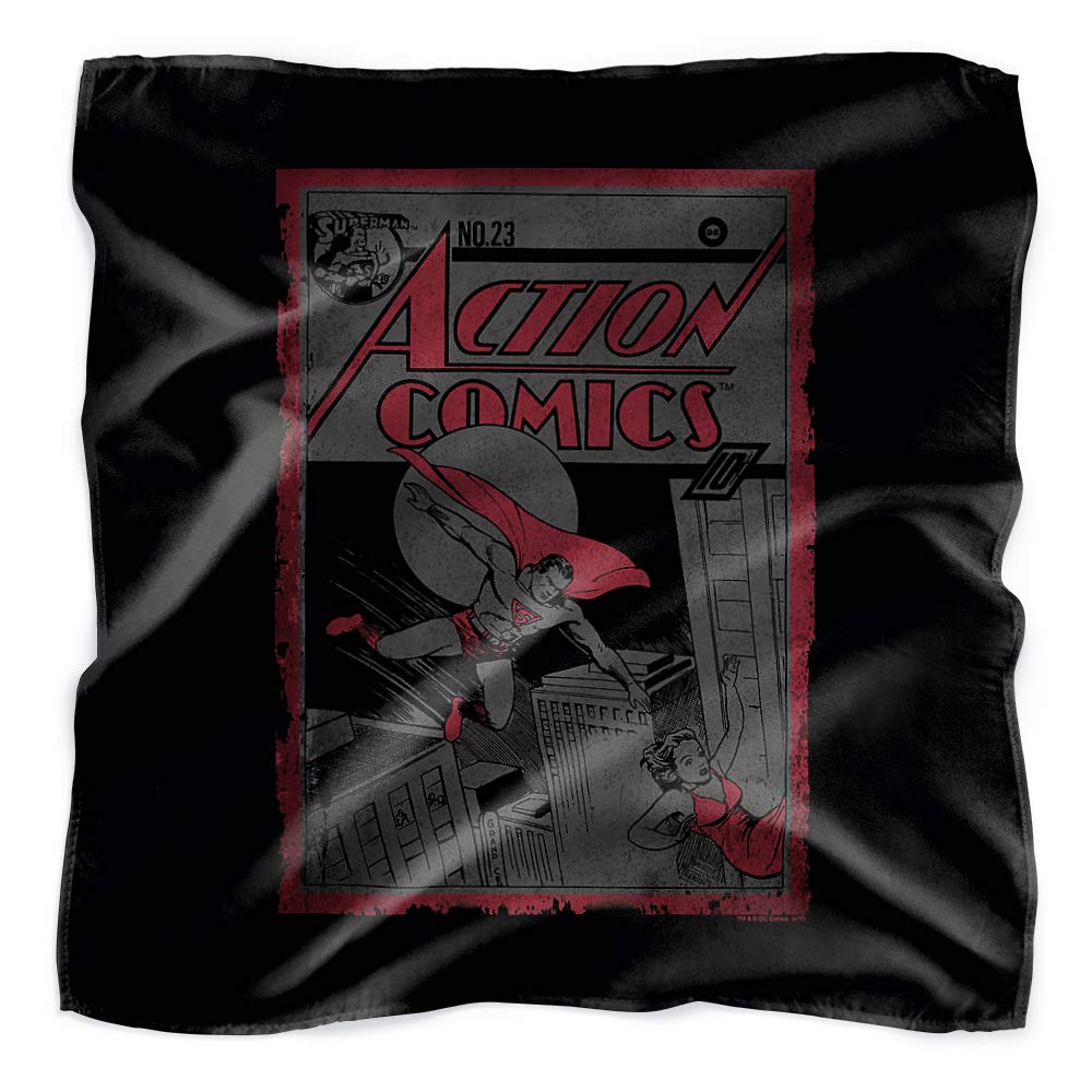 Superman Action Comics 23 Bandana - 21x21 Inch Cotton Face Scarf for Cosplay, Sports, and Outdoor Activities