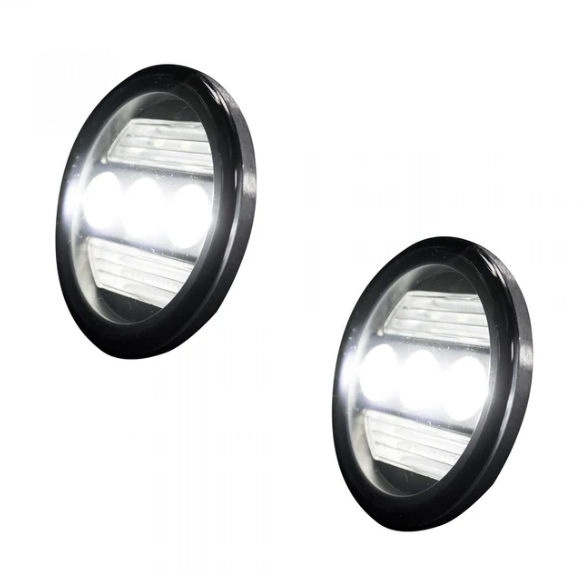 GMC Sierra & Chevy Silverado 2015-2019 White LED Fog Lights (2-Piece Set) - 3 Functions (Fog, DRL, Amber Turn Signals) with Smoked Lens - Upgrade for Off-Road & Night Driving