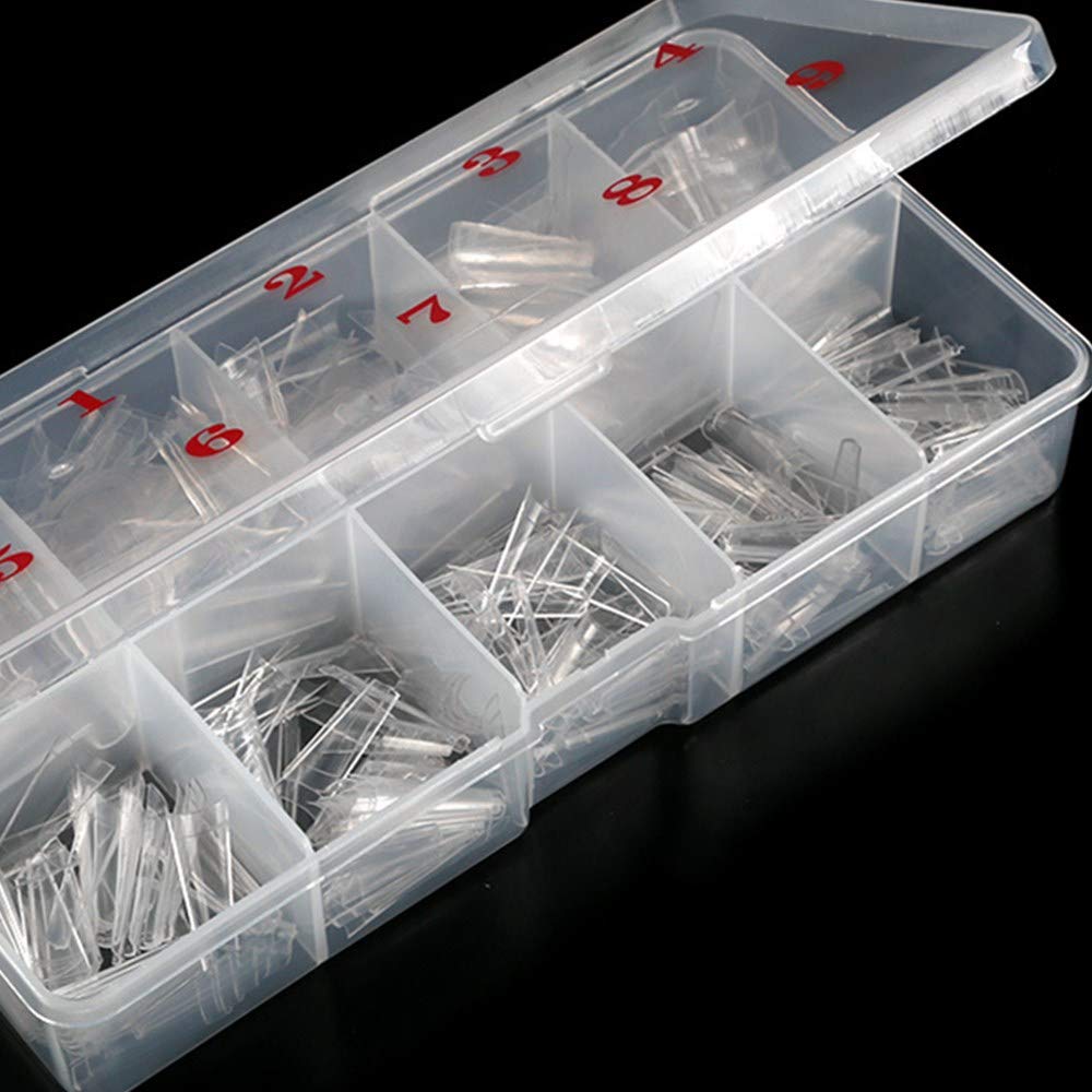 500 Pcs Clear Coffin Acrylic Nail Tips - Long Natural False Nails for DIY Nail Art, Half Cover Rectangle Fake Nails | Perfect for Salon, Home Manicure & Nail Extension