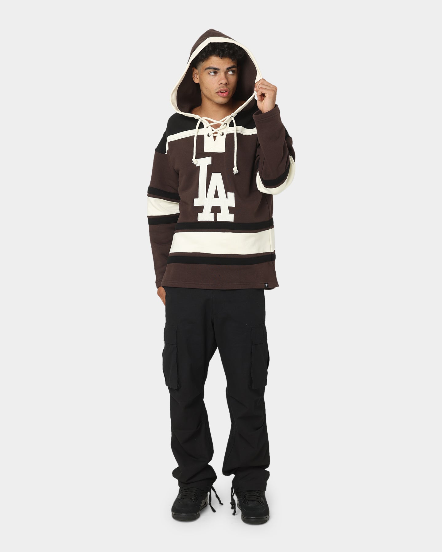 47 Brand Los Angeles Dodgers Superior Lacer Hoodie Brown - Cozy Baseball Fan Apparel for Game Day & Casual Wear