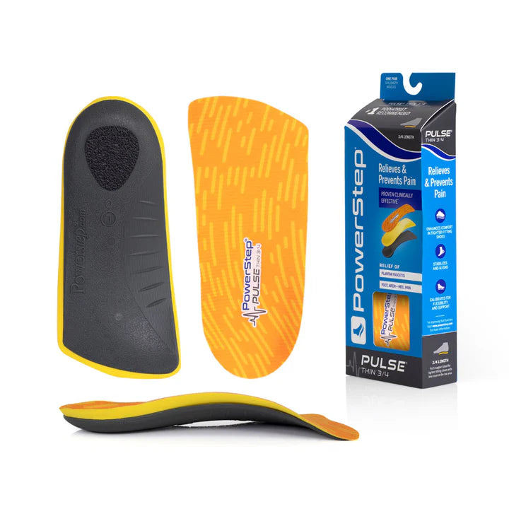 PULSE® 3/4 Length Arch Support Insoles for Plantar Fasciitis & Heel Pain Relief - Comfortable Orthotic Shoe Inserts for Running, Walking & Work Shoes