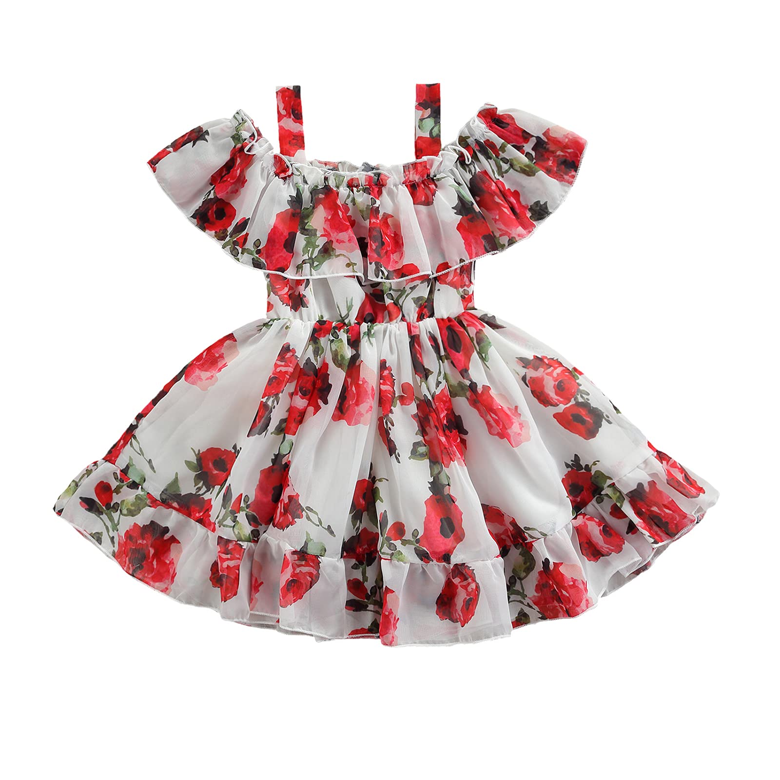 Toddler Girls Floral Swing Dress - Sleeveless Off-Shoulder Summer Casual Dress for Kids - Perfect for Playdates, Beach Outings & Birthday Parties
