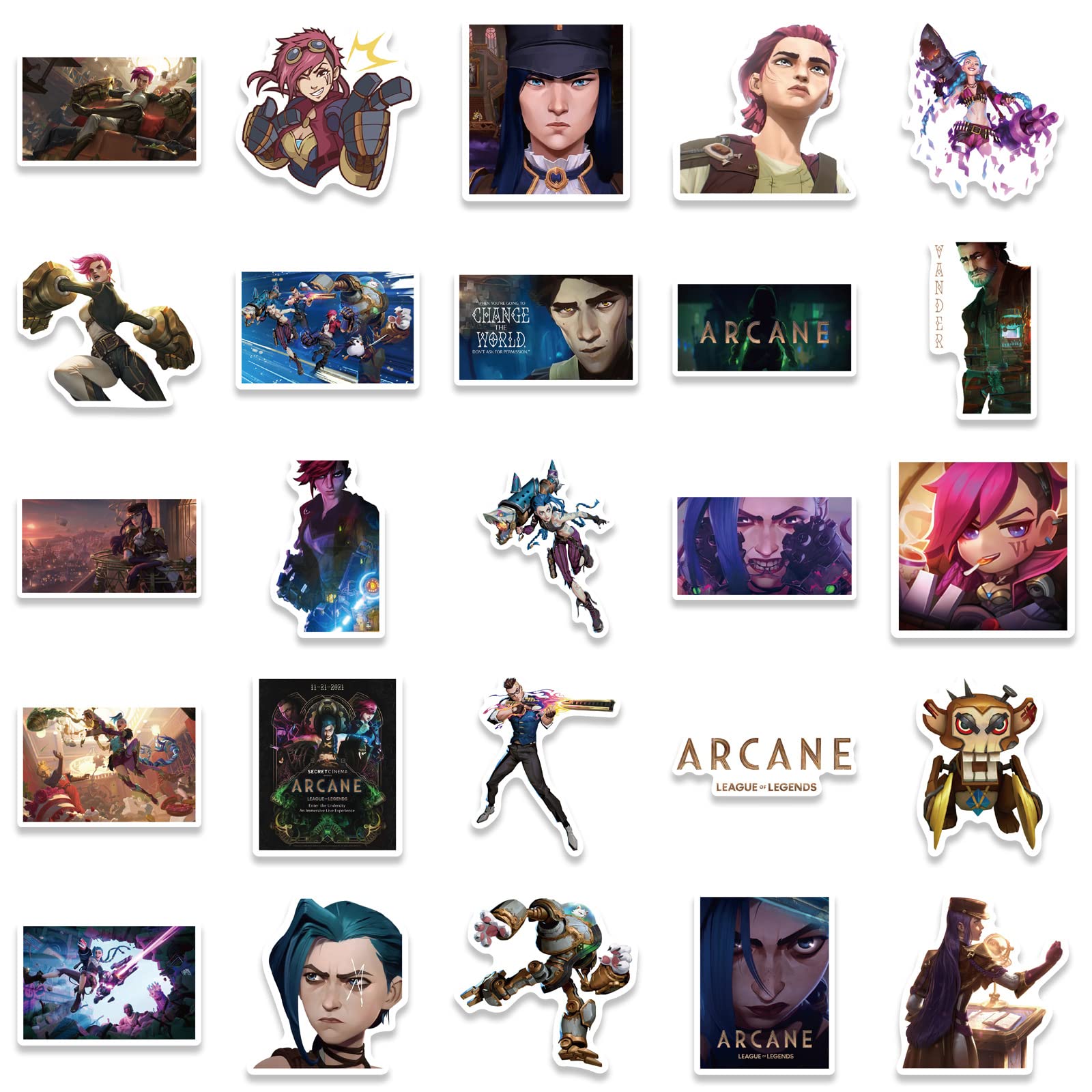 50Pcs Cartoon Arcane: League of Legends LOL Vinyl Waterproof Stickers - Decorate Water Bottles, Laptops, Cars & More | Perfect for Fans, DIY Crafts & Personalization