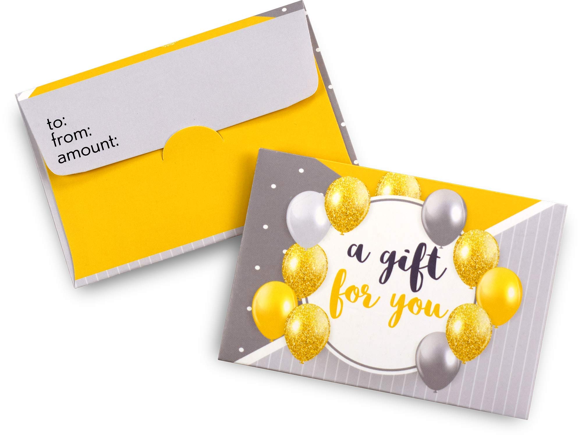 100 Gold Balloon Gift Card Envelopes - Mini Congratulatory & Birthday Card Holders - Small Key Card Sleeves for Parties, Weddings, Baby Showers & Special Occasions