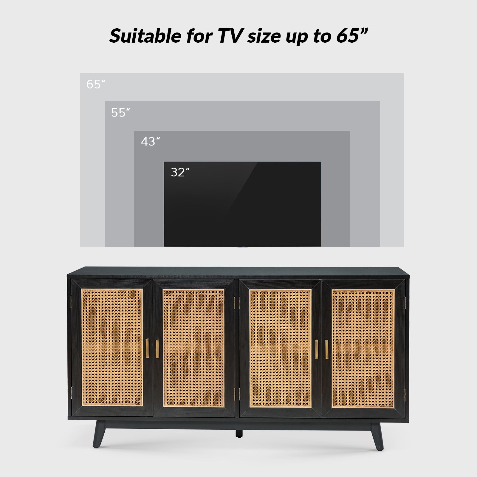 65 Inch TV Stand Console Table with Storage - Modern Entertainment Center for Living Room, Bedroom & Home Theater