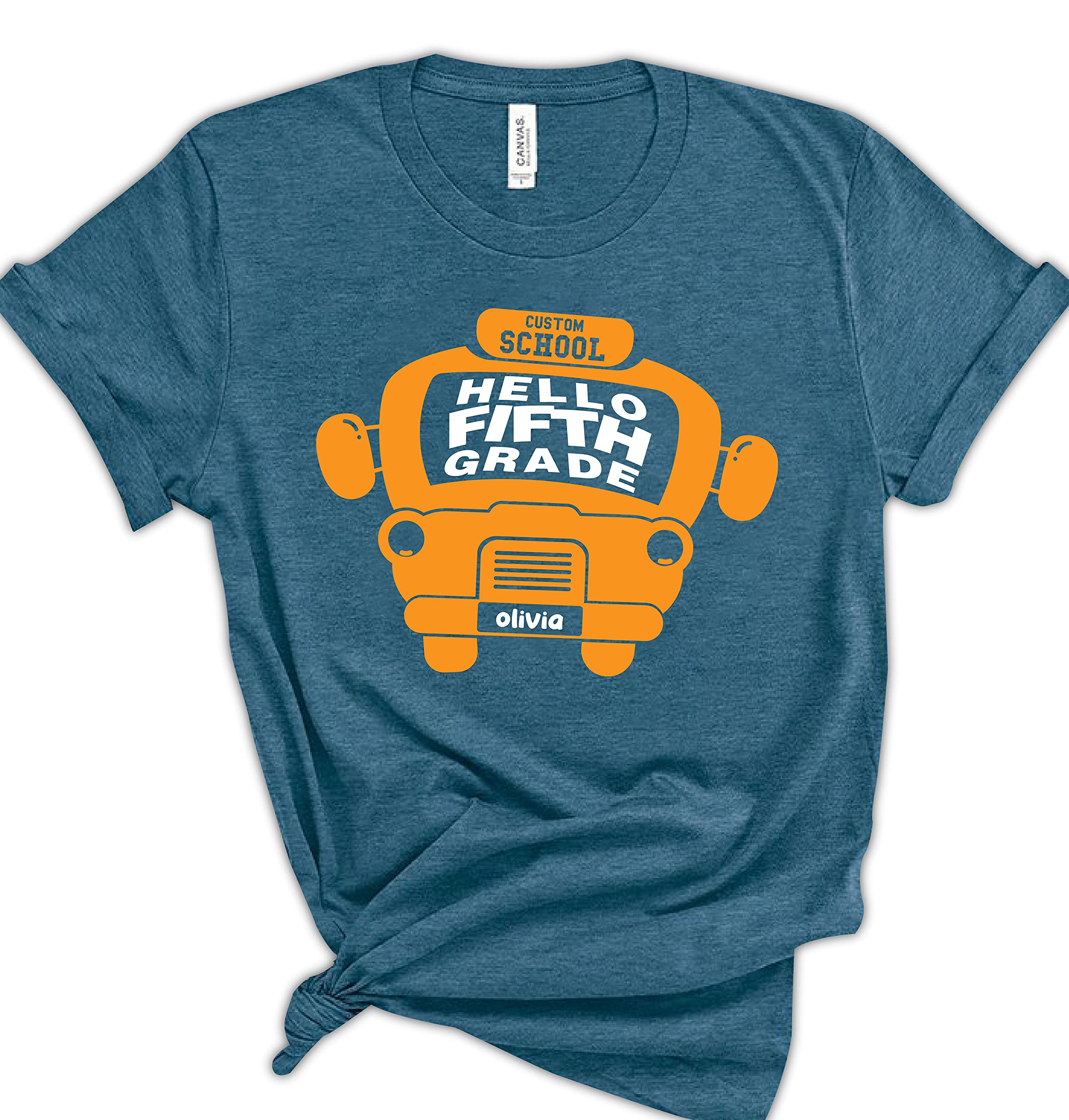 5th Grade Teacher T-Shirt for Women & Men - Back to School Shirts, First Day of Fifth Grade Tee, Cute School Bus Graphic Teacher Outfit - Perfect for Classroom, Teacher Appreciation & School Events
