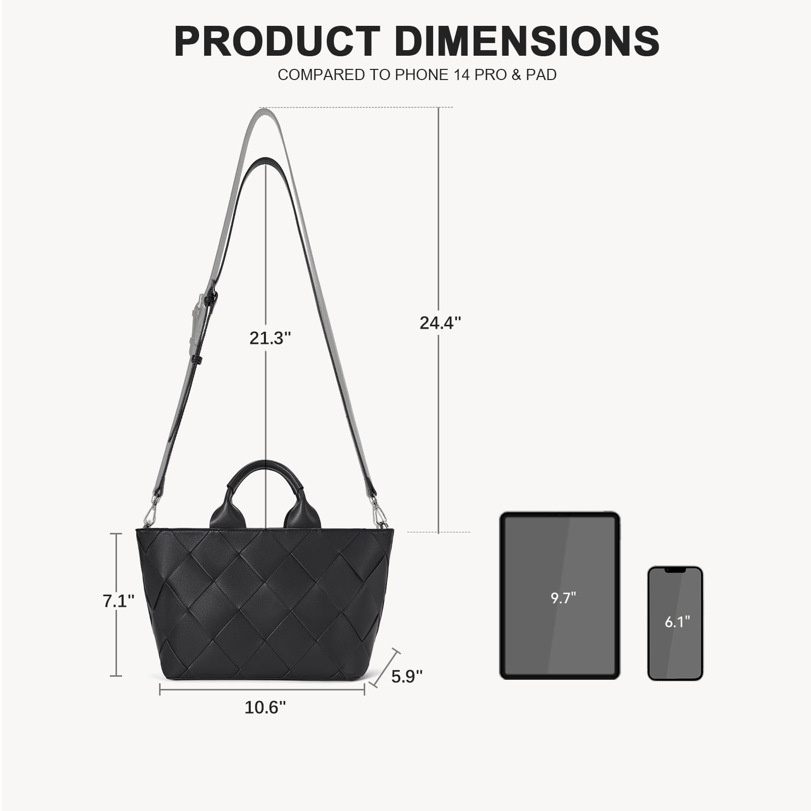 BOSTANTEN Women's Woven Tote Bag - Stylish Top Handle Purse with Zipper Closure, Convertible Shoulder & Crossbody Handbag for Work, Travel & Shopping