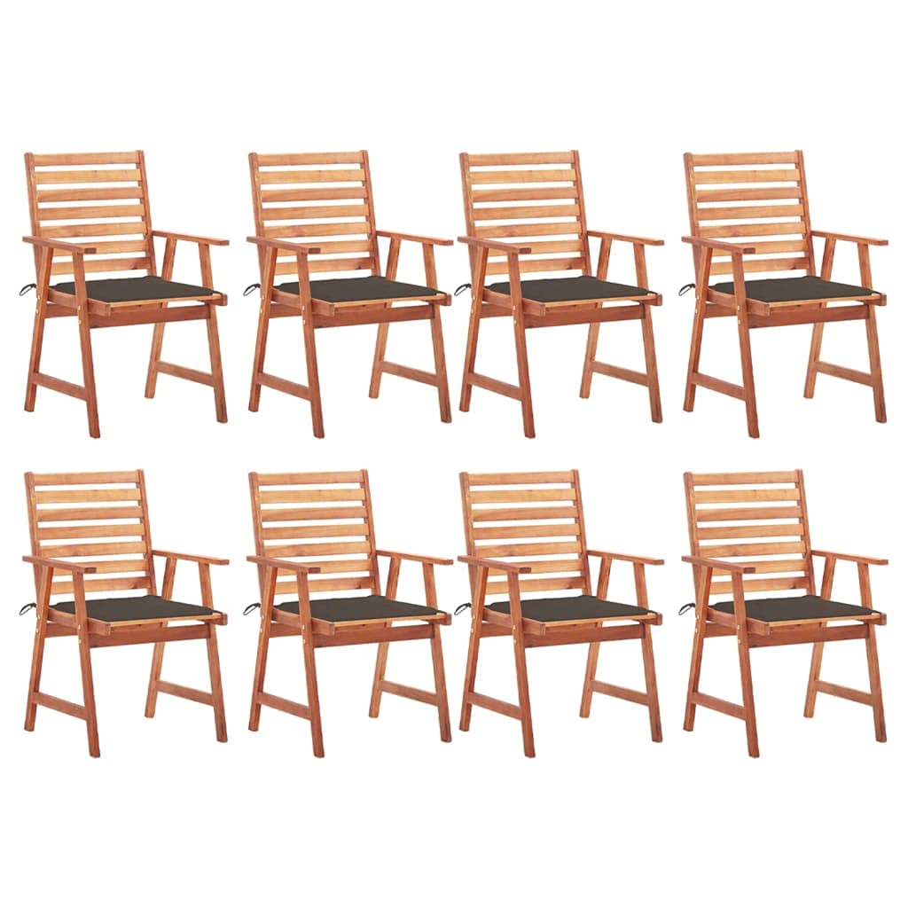 HOMIUSE 8-Piece Outdoor Patio Dining Chairs Set with Cushions - Solid Acacia Wood Bistro Chairs for Poolside, Garden, Backyard, Porch & Lawn - Comfortable Taupe Outdoor Seating Furniture for Relaxing & Entertaining