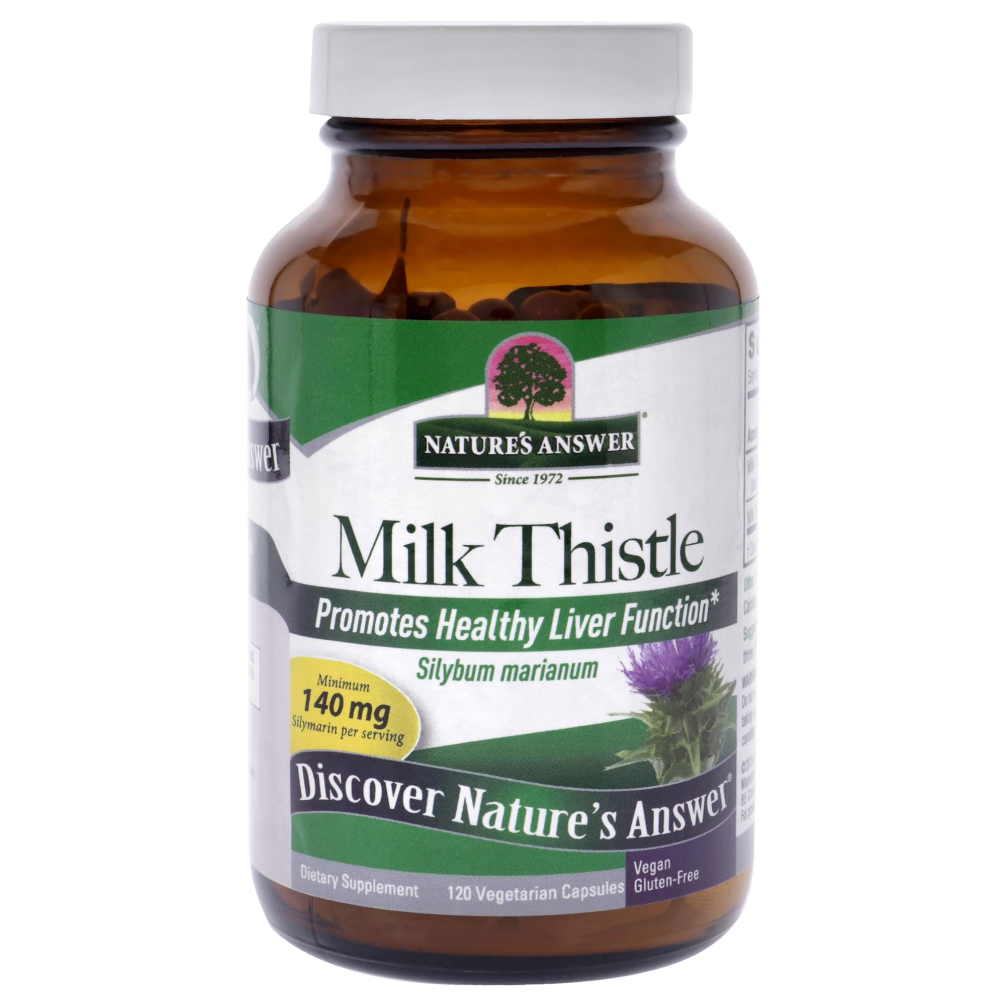 Nature's Answer Maximum Strength Milk Thistle 120 Capsules - 200mg Silymarin for Liver Support, Digestion & Stomach Relief | Herbal Supplement for Detox, Hangover & Gut Health