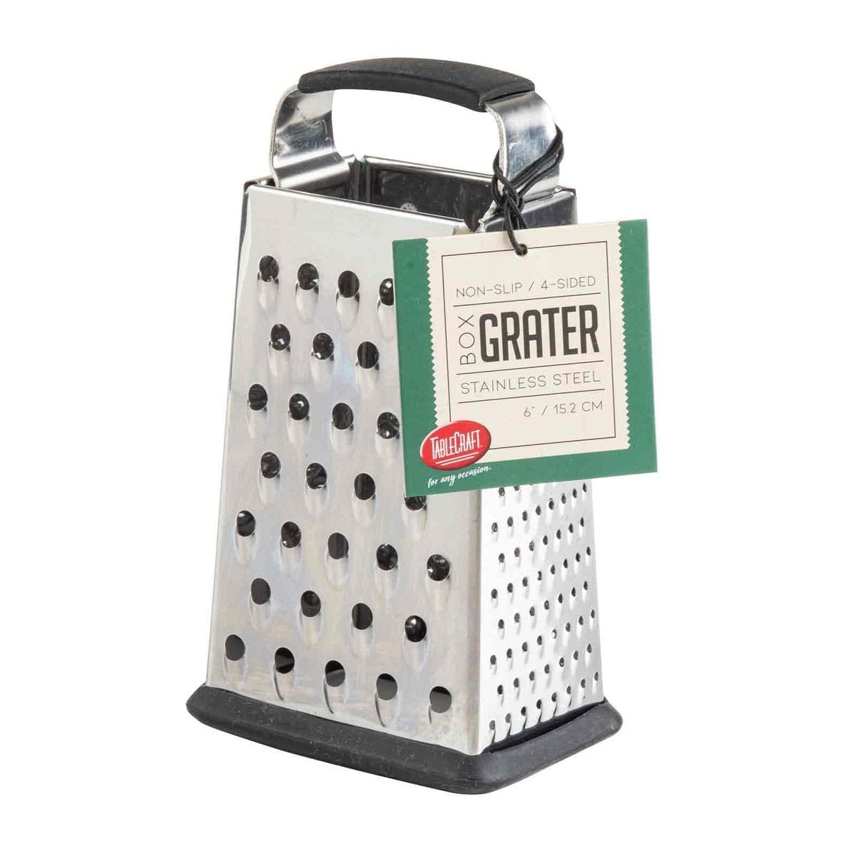 Tablecraft Tapered 4-Sided Box Grater - Large Stainless Steel Cheese & Vegetable Shredder for Kitchen, Cooking & Meal Prep