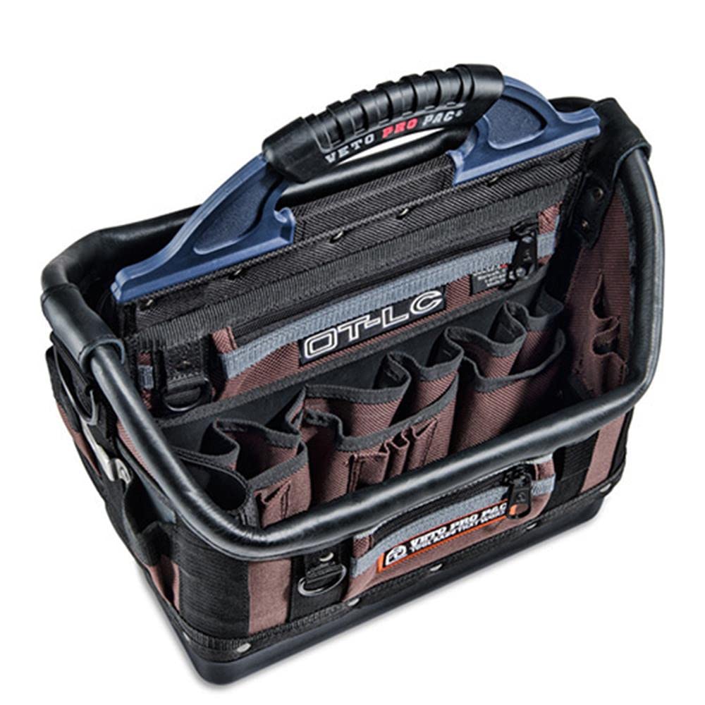 Veto Pro Pac OT-LC Heavy Duty Open Top Tool Bag for Electricians, Mechanics & Contractors - Durable Work Tool Organizer with Multiple Pockets for Job Site & Workshop Use