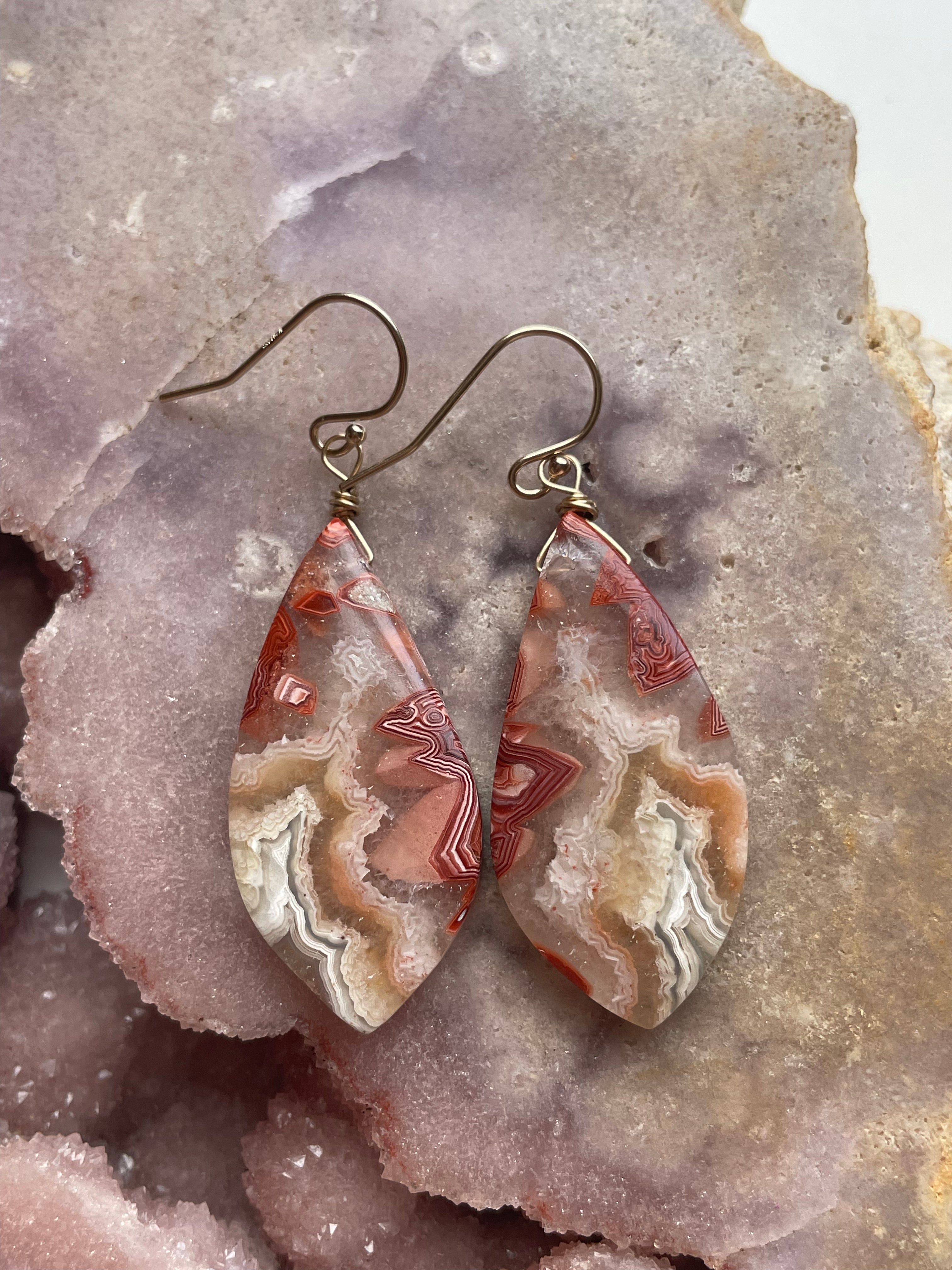 Crazy Lace Agate Earrings - Gold Filled Handmade Boho Jewelry for Women | Perfect for Parties, Weddings & Everyday Wear