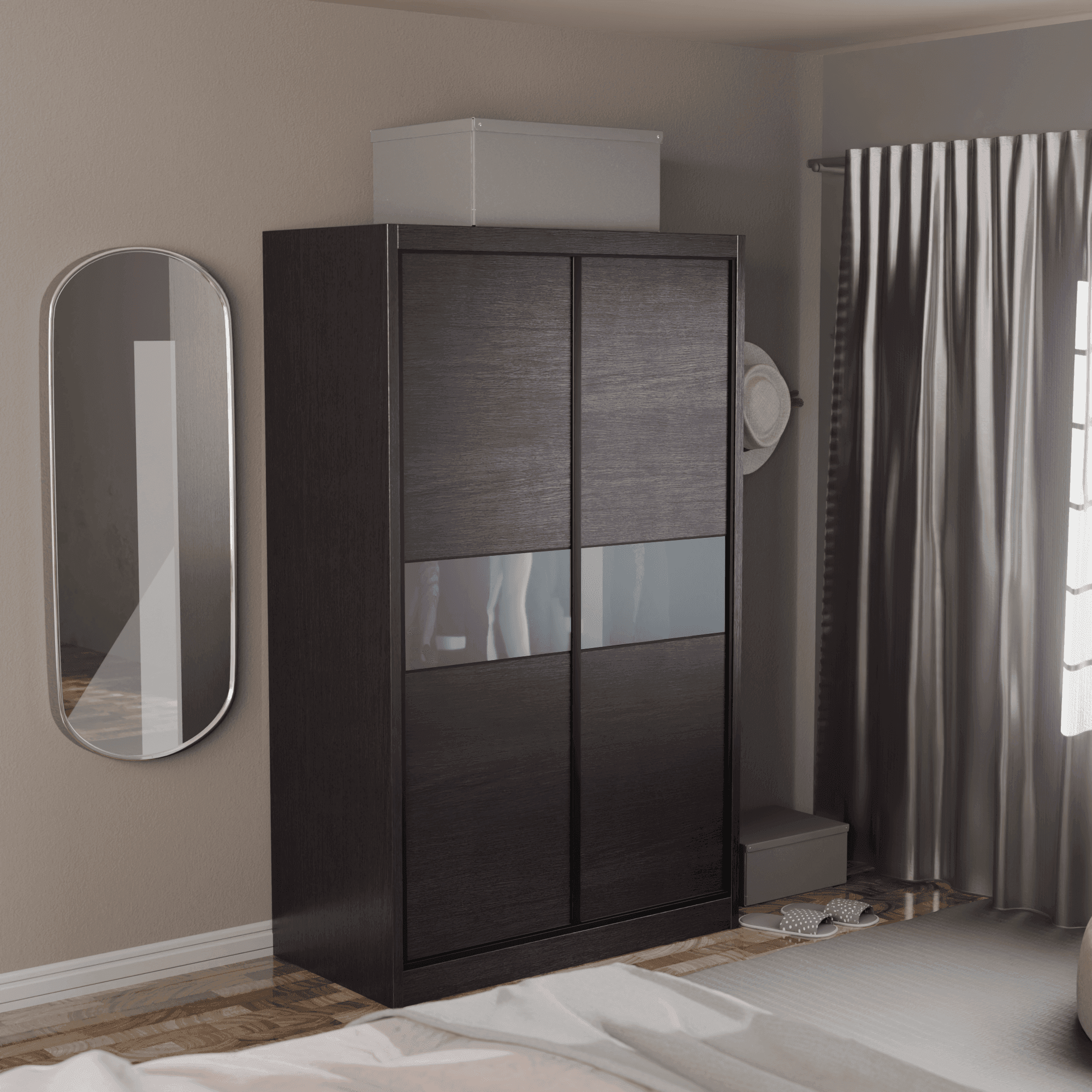 Helene Modular Wardrobe with Frosted Glass Doors - Customizable Closet Storage System for Bedroom, Walk-in Closet & Dressing Room Organization