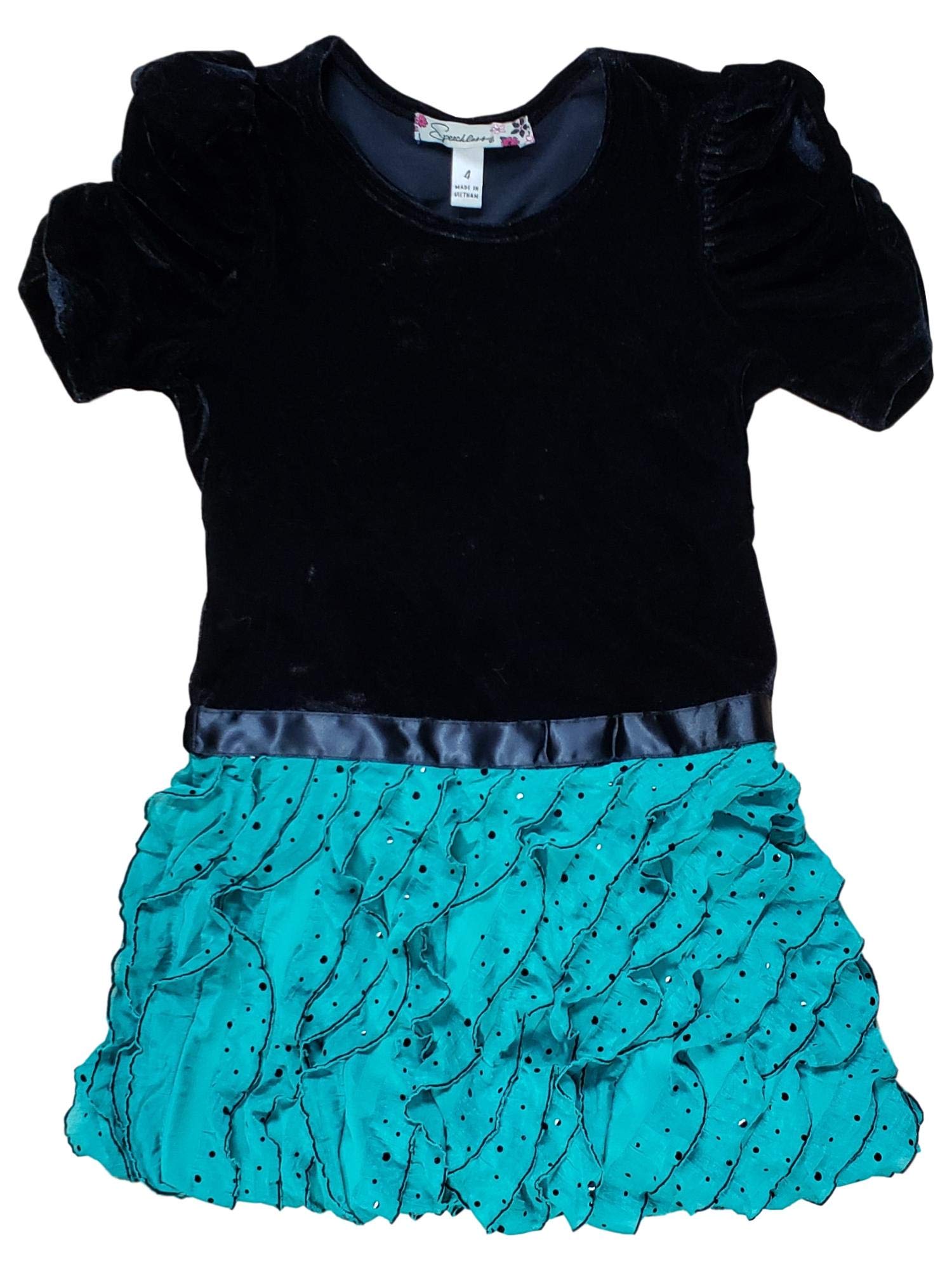 Speechless Girls Black & Green Layered Bubble Hem Ruffle Christmas Holiday Party Dress - Elegant Holiday Outfit for Festive Gatherings, School Concerts & Family Photos