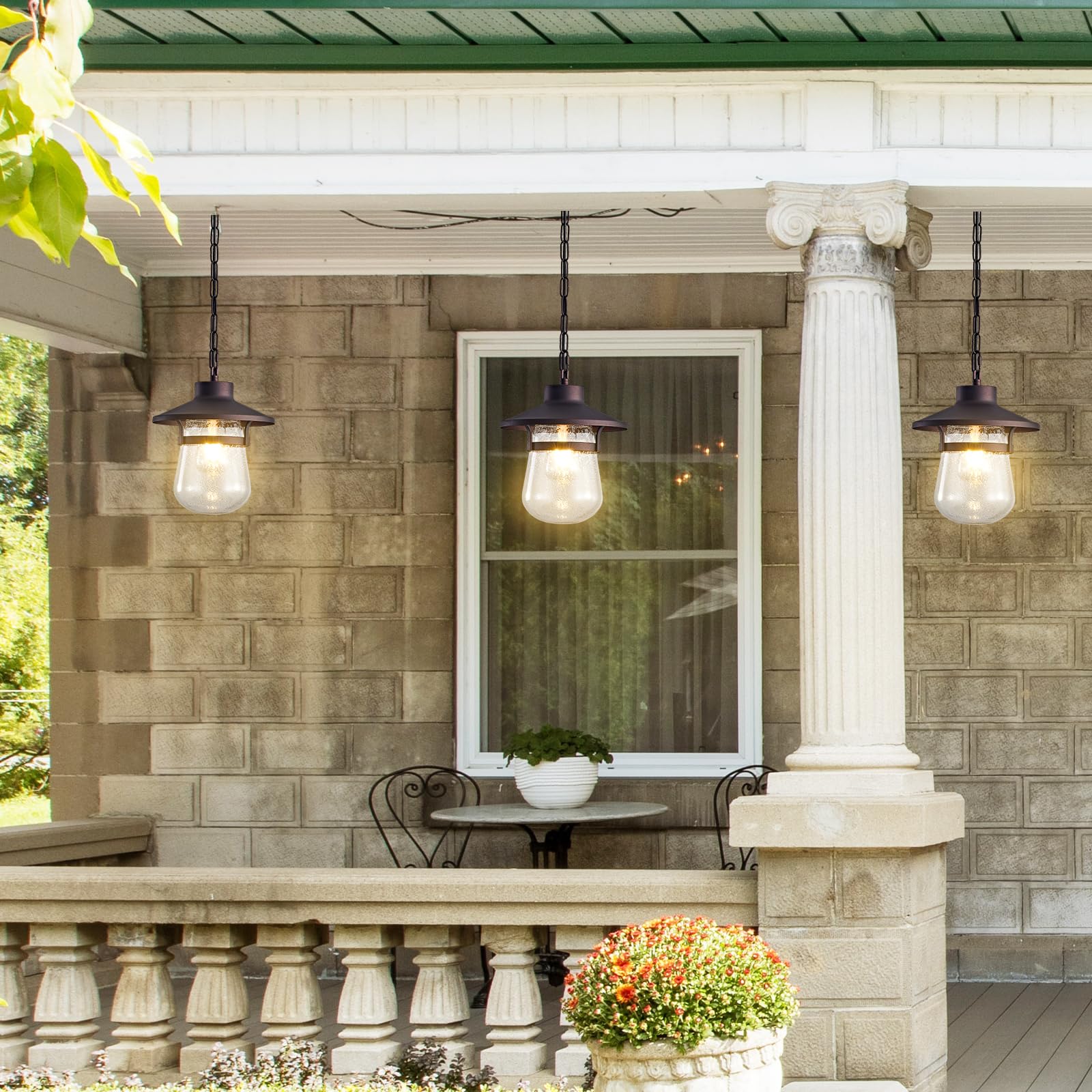 Modern Waterproof Outdoor Pendant Lights - Coffee Brown Rust-Resistant Exterior Hanging Lighting Fixture for Porch, Yard, Gazebo, Patio & Garden - Perfect for Evening Entertaining and Landscape Illumination