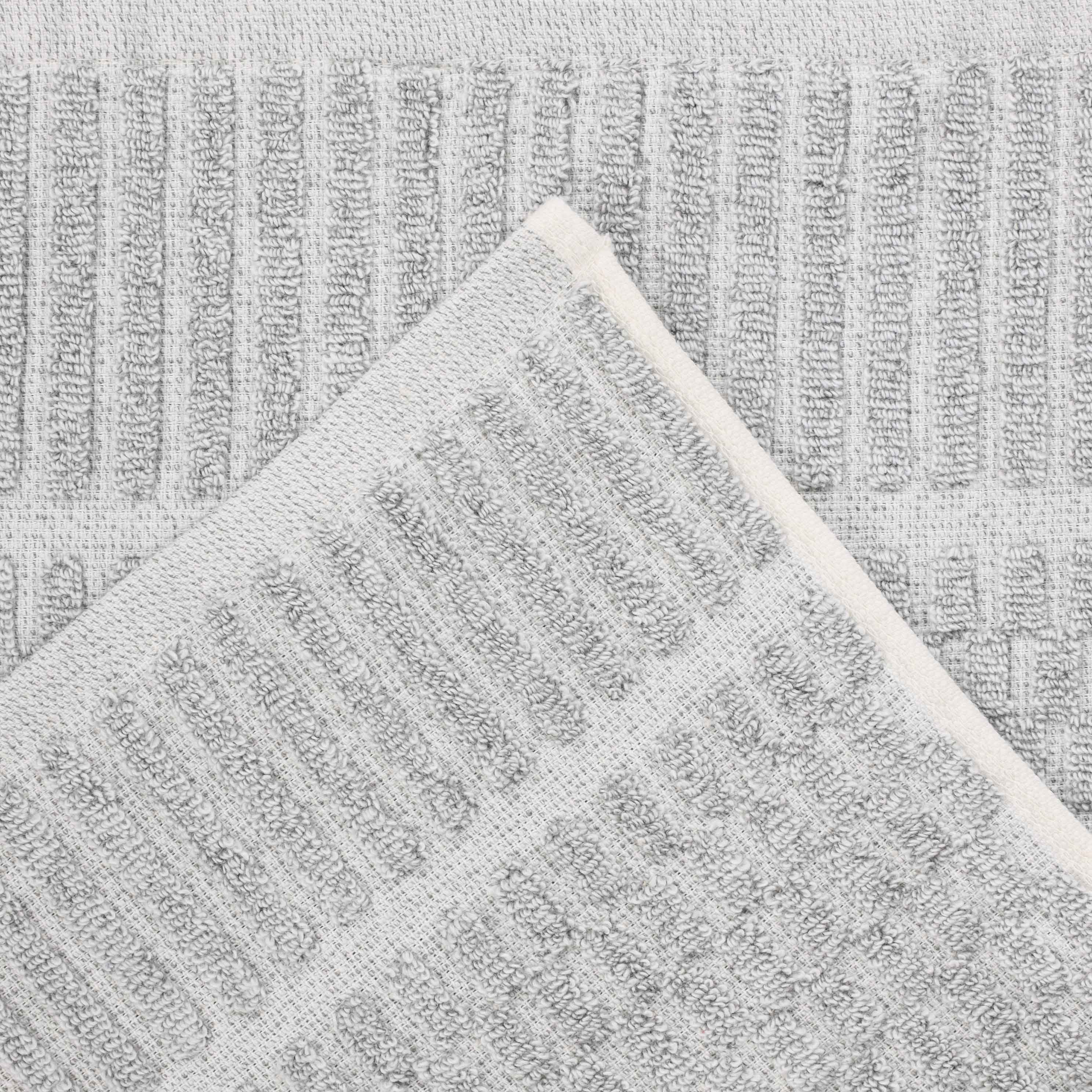 Premium Juno Cotton Blend Medium Weight Checkered Border Bath Towels - Ultra Absorbent & Soft, Set of 2 (Grey/White) | Luxury Bath Sheets for Spa, Hotel & Home Use