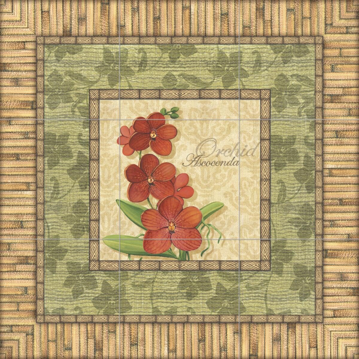 Charlene Audrey Bright Orchids III Ceramic Backsplash Tile Mural - Tropical Floral Design for Kitchen & Bathroom Wall Decor - Waterproof & Easy to Clean for Home Renovation Projects