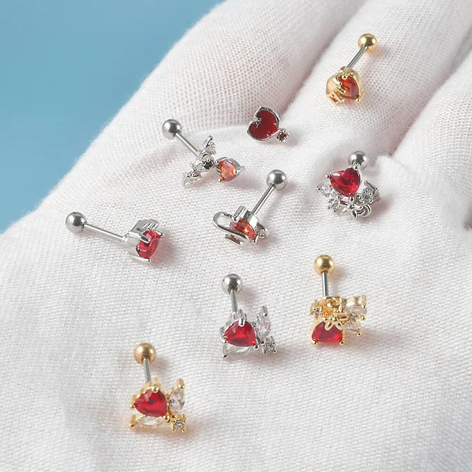20G Cartilage Earrings - Angel Heart Conch Earrings & Devil Ear Cuffs for Women | DL056 | Perfect for Piercing Jewelry, Daily Wear & Unique Gifts