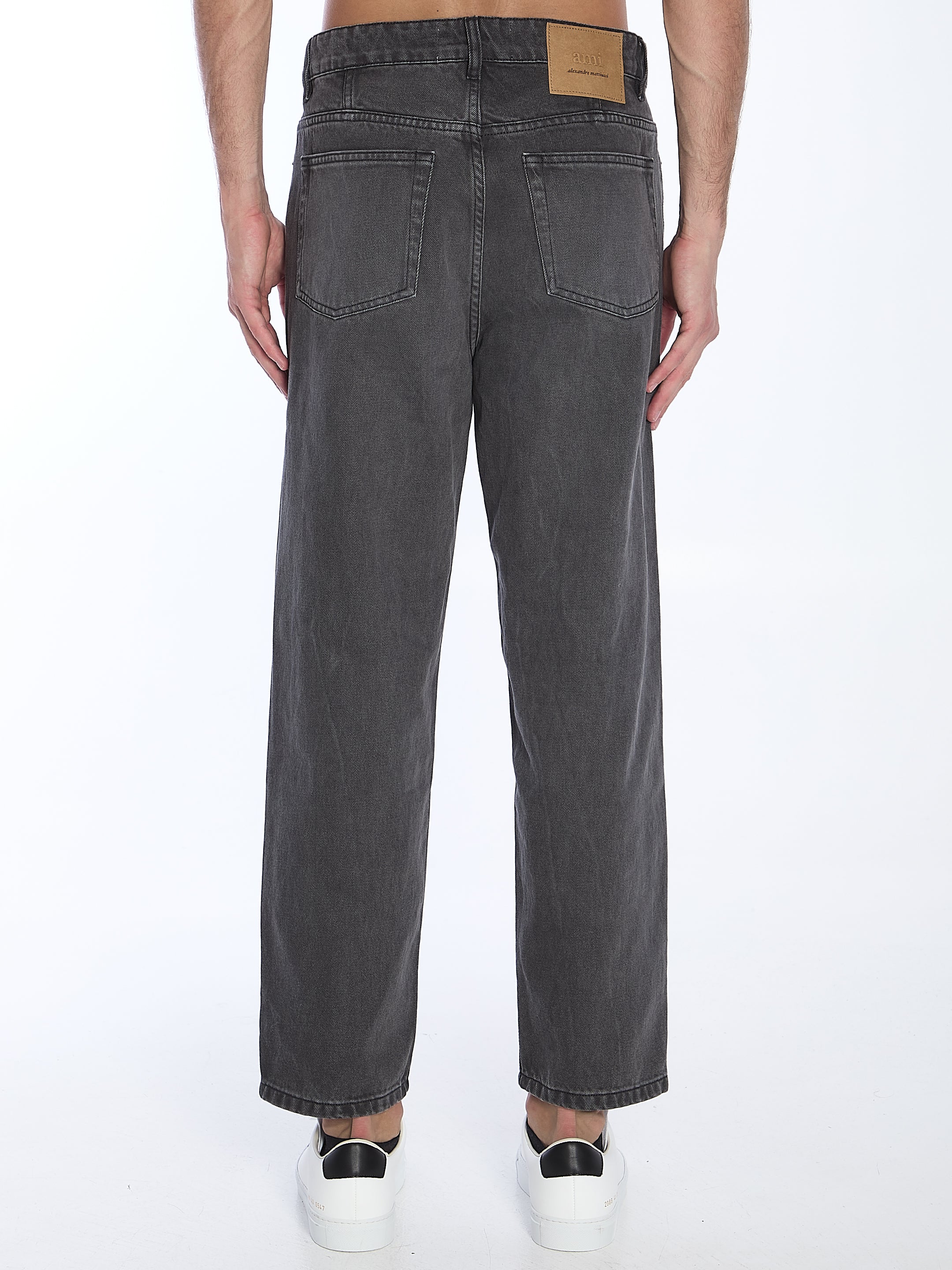 Ami Paris Women's Tapered Jeans - Slim Fit High Waist Stretch Denim Pants for Casual Wear & Everyday Outfits