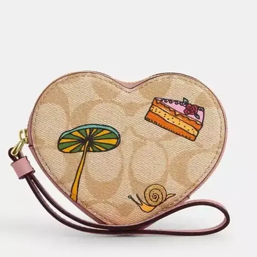 NWT COACH X Observed By Us Heart Coin Case - Signature Canvas & Leather Crossbody Bag for Women | Perfect for Everyday Use, Parties & Travel