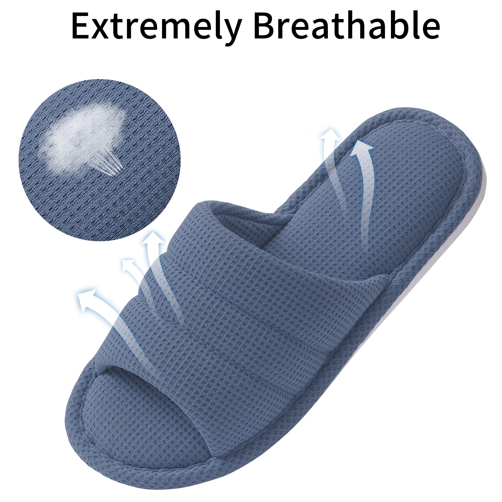 Breathable Waffle Summer Slippers for Women & Men - Open Toe House Shoes for Indoor Comfort | Perfect for Home, Spa, and Relaxation