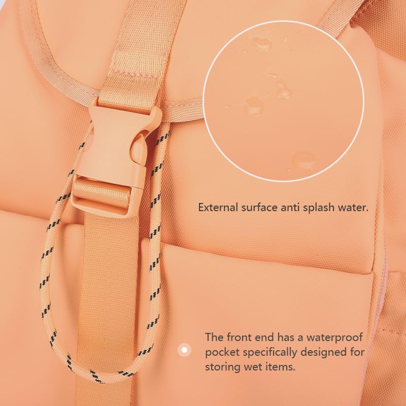 **EKE Waterproof Gym Backpack for Laptop, Yoga, Tennis & Travel - Versatile Sports Bag for Men & Women - Ideal for Commuting, Swimming, Skateboarding & Badminton (Peachy, Fits 15in Laptops)**