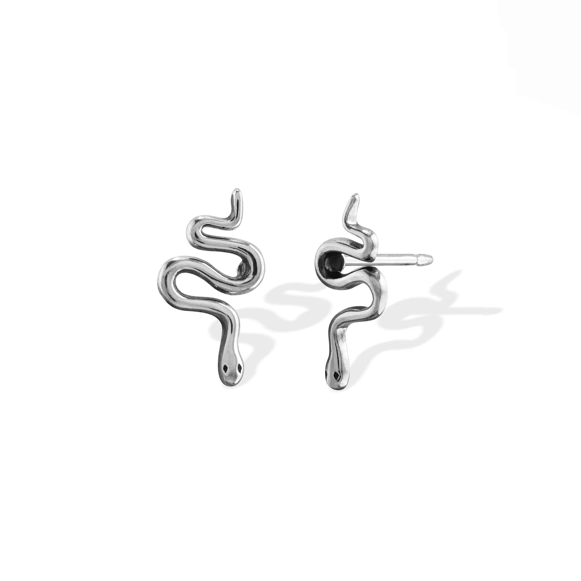 Boma Jewelry Sterling Silver Slithering Snake Stud Earrings for Women - Hypoallergenic Fashion Earrings for Everyday Wear, Parties & Gifts