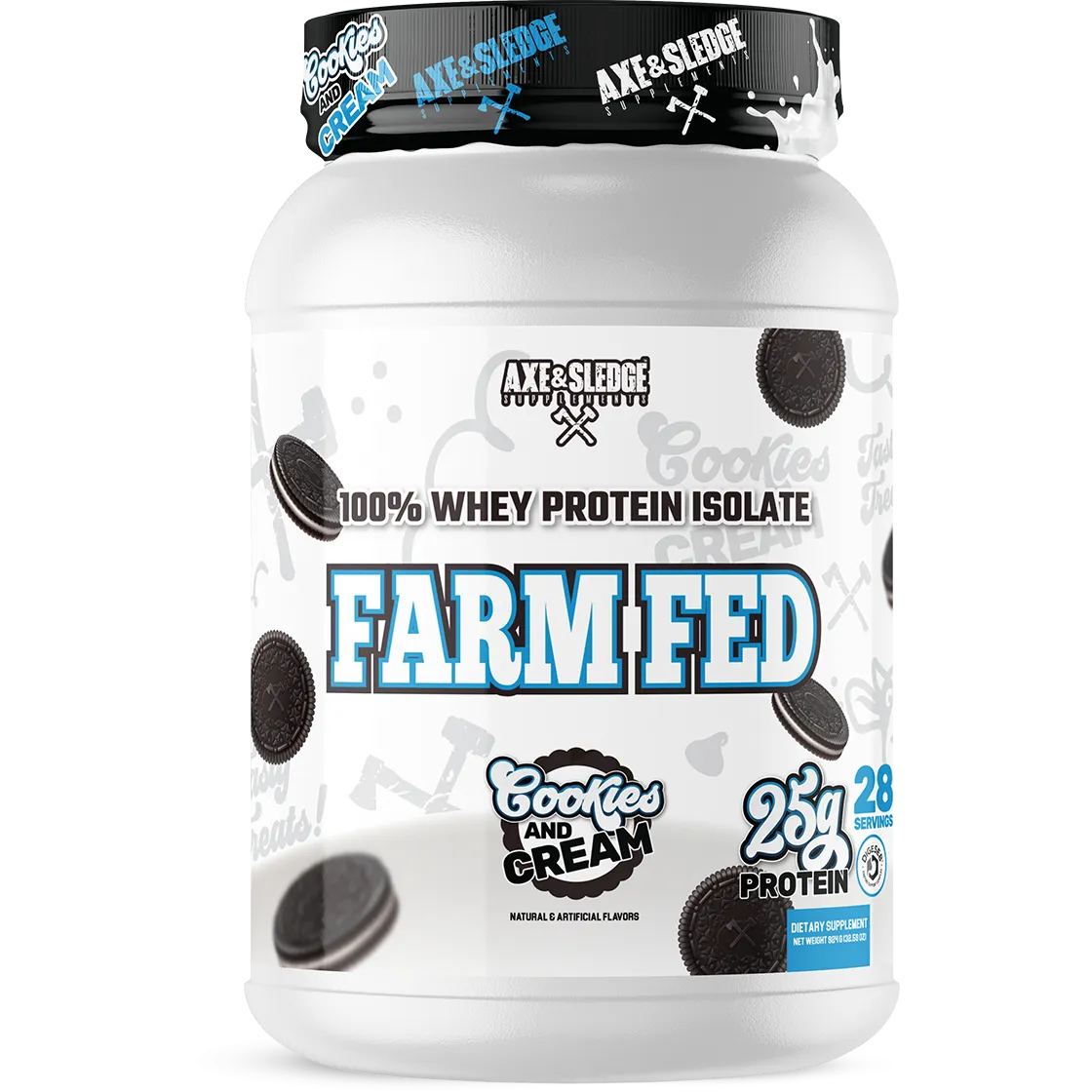 Axe & Sledge FARM FED 100% Whey Protein Isolate Powder - Premium Muscle Recovery & Growth Supplement for Athletes & Fitness Enthusiasts - Post-Workout, Meal Replacement & Healthy Lifestyle