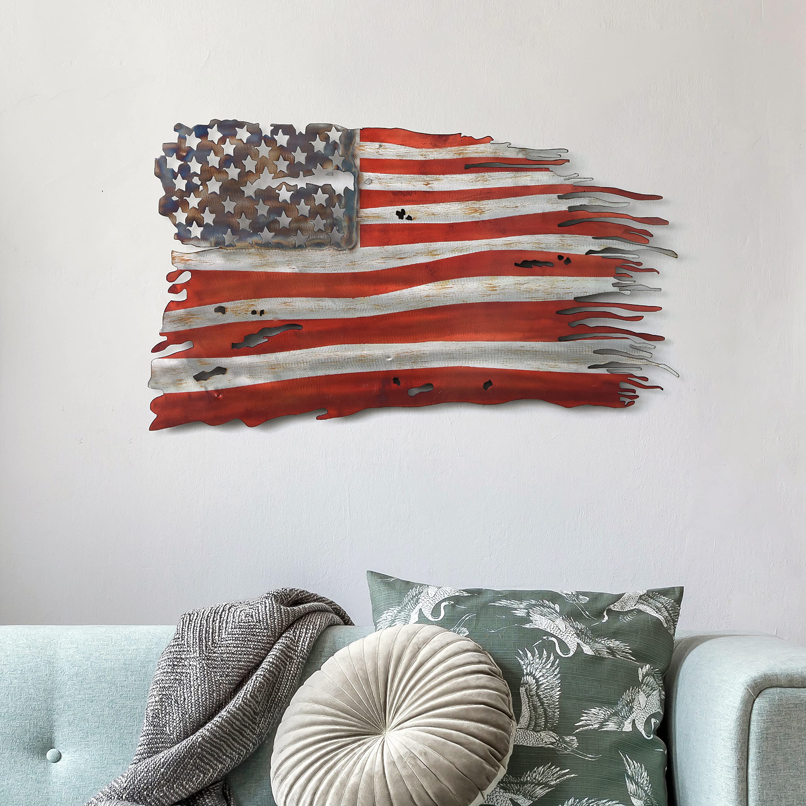 Empire Art Direct Hand Painted Etched Metal Wall Sculpture - Patriotic Free & Brave Wall Art Decor - Ready to Hang for Living Room, Bedroom & Office - Perfect for Home, Office & Gift Giving