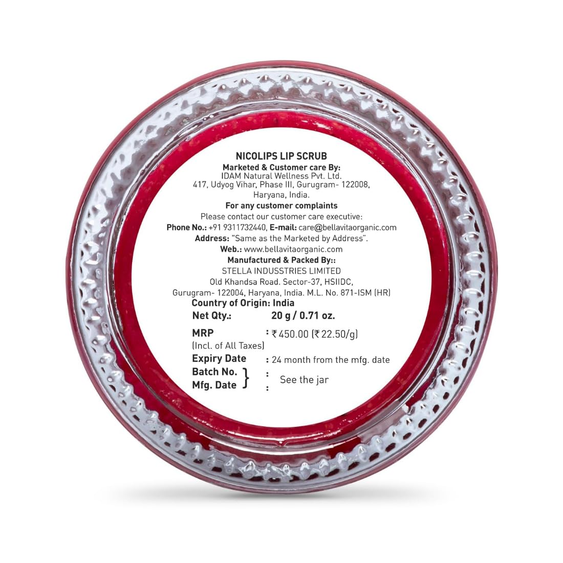 Bella Vita Organic NicoLips Lip Scrub & NicoBalm Lip Balm Combo - Natural Treatment for Dry, Chapped & Dark Lips - 20g Exfoliator + 4g Moisturizer - Perfect for Daily Lip Care & Nighttime Treatment