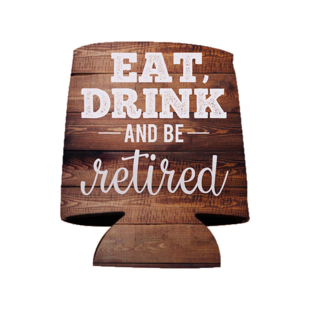 Personalized Retirement Party Can Cooler - Custom 'Eat Drink & Be Retired' Insulated Beer Koozie - Perfect for Retirement Gifts, Beach Parties & Backyard Celebrations