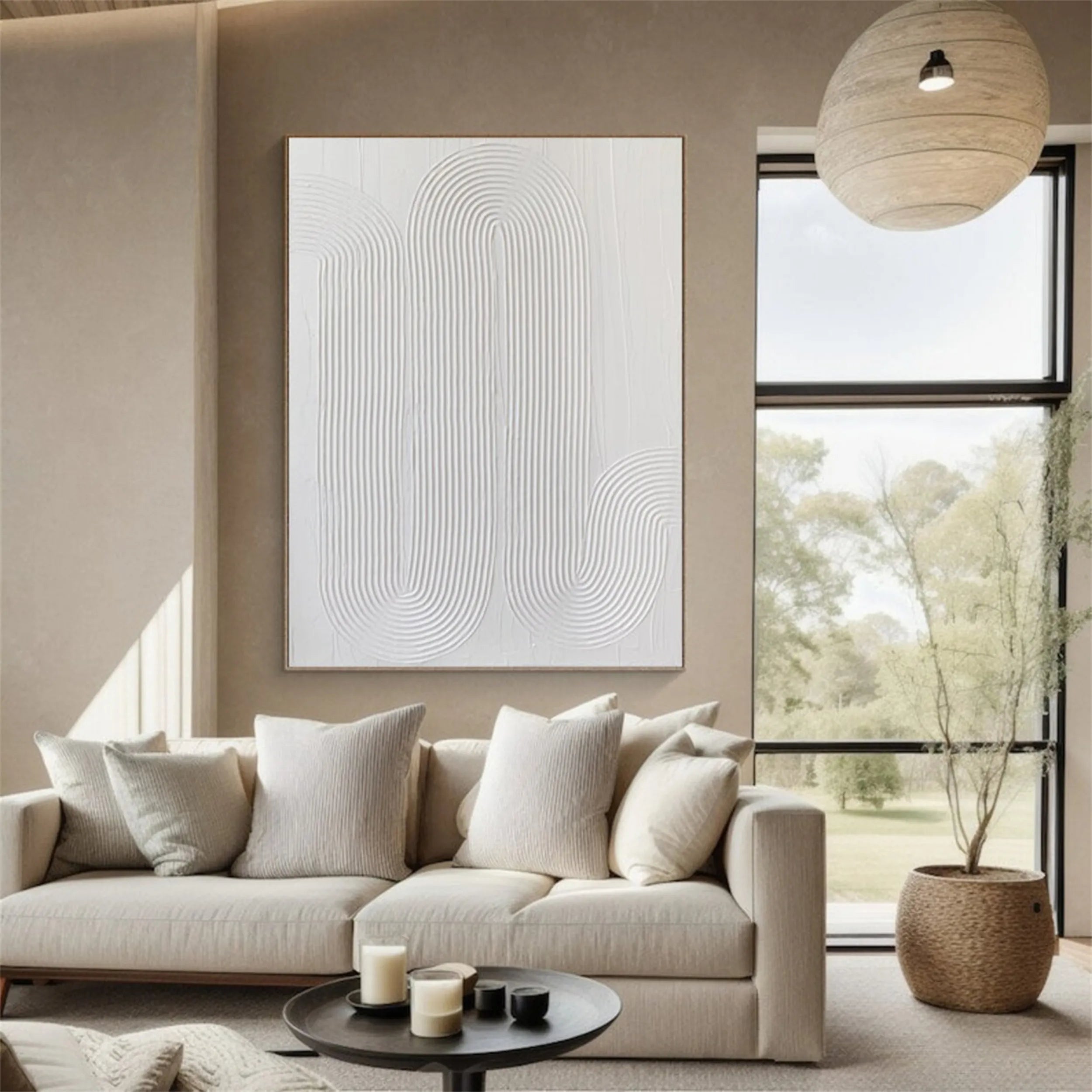 White Minimalist Textured Painting Canvas #MM207 - Premium Abstract Wall Art for Modern Home & Office Decor