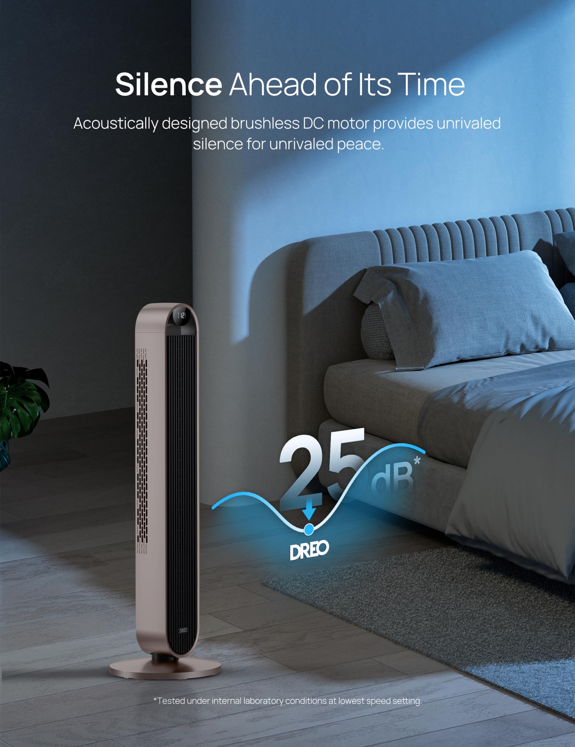 Dreo Smart Tower Fan 42 Inch with Voice Control, 120° Oscillation - Works with Alexa & Google Assistant, 25dB Ultra Quiet DC Bladeless Fan for Bedroom, Office & Home - 12 Speed Settings, Remote & App Control - Perfect for Cooling, Air Circulation & White Noise Sleep Aid
