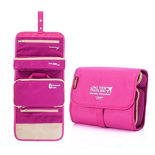 Lazymarts Detachable Travel Shower Bag - Waterproof Cosmetic & Makeup Organizer for Long Trips (Hot Pink) | Perfect for Camping, Gym, Beach & Vacation Essentials Storage