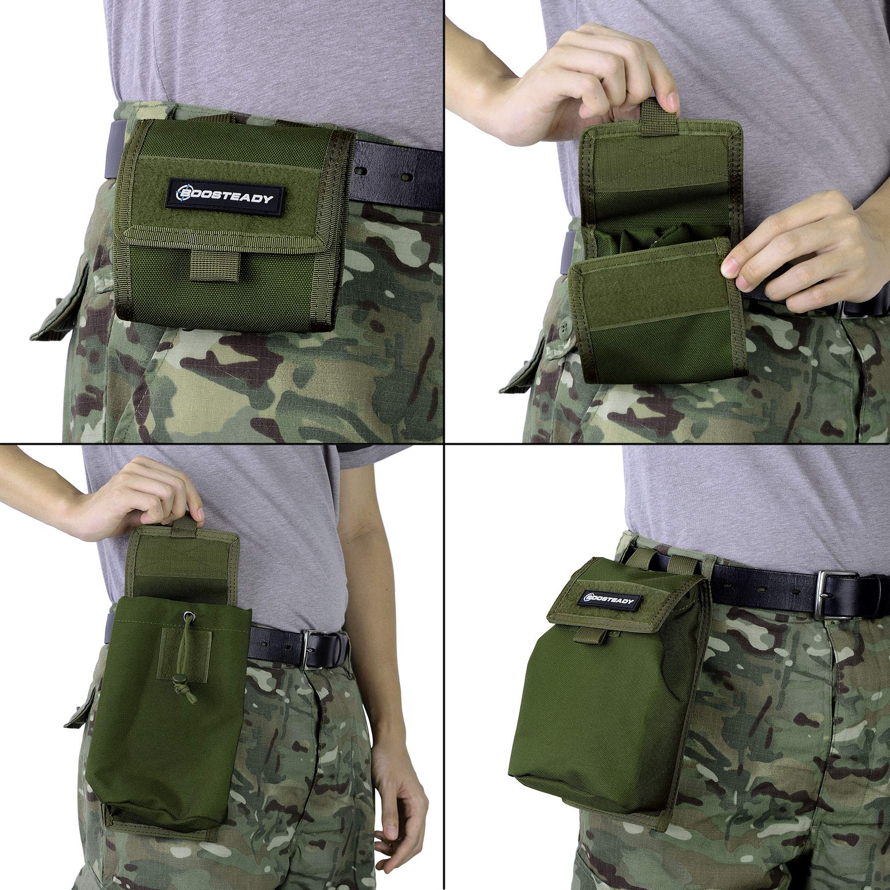 BOOSTEADY Tactical Compact Roll-Up Pouch - Molle Compatible Magazine Dump Pouch Bag for Military, Hunting & Airsoft - Durable Utility Pouch for Ammo Storage & Gear Organization