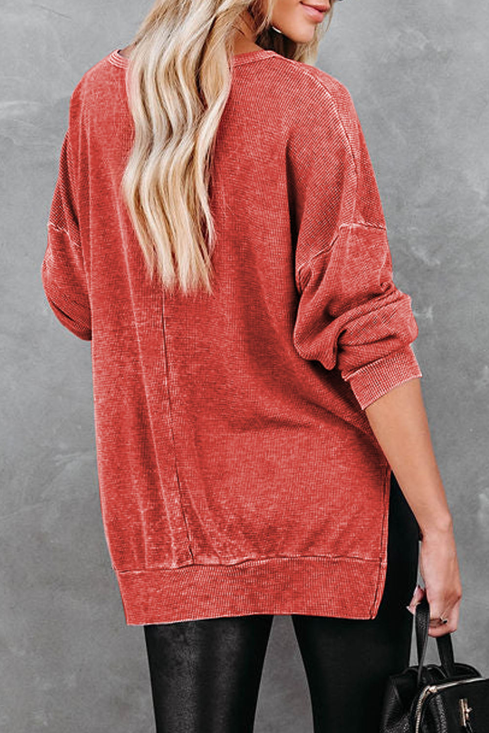 Trendy Dropped Shoulder Slit Sweatshirt for Women - Oversized Casual Pullover with Side Slits | Perfect for Streetwear, Lounge & Everyday Comfort