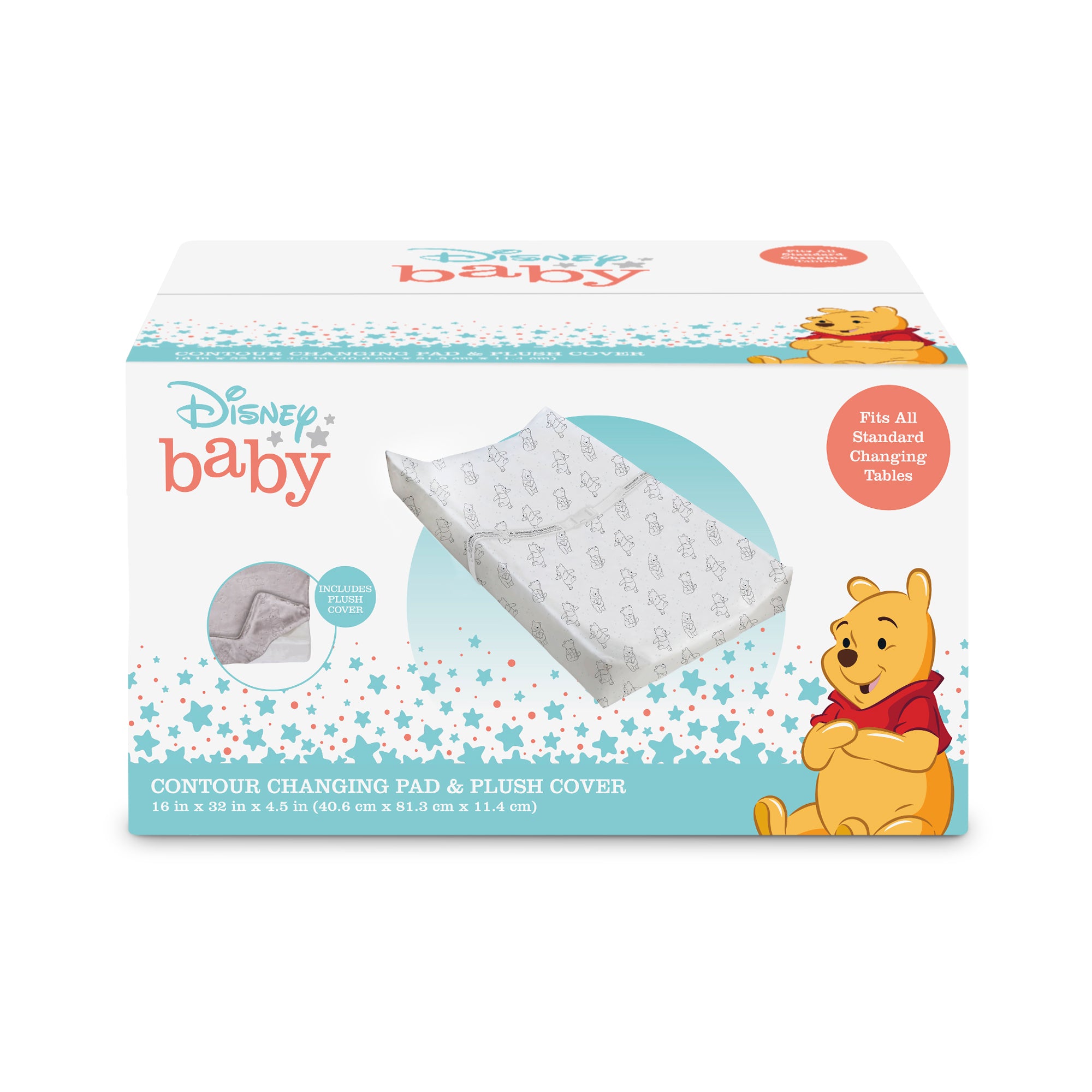 Disney Winnie the Pooh Baby Changing Pad with Soft Plush Cover - Waterproof & Portable for Nursery, Travel & Diaper Changing
