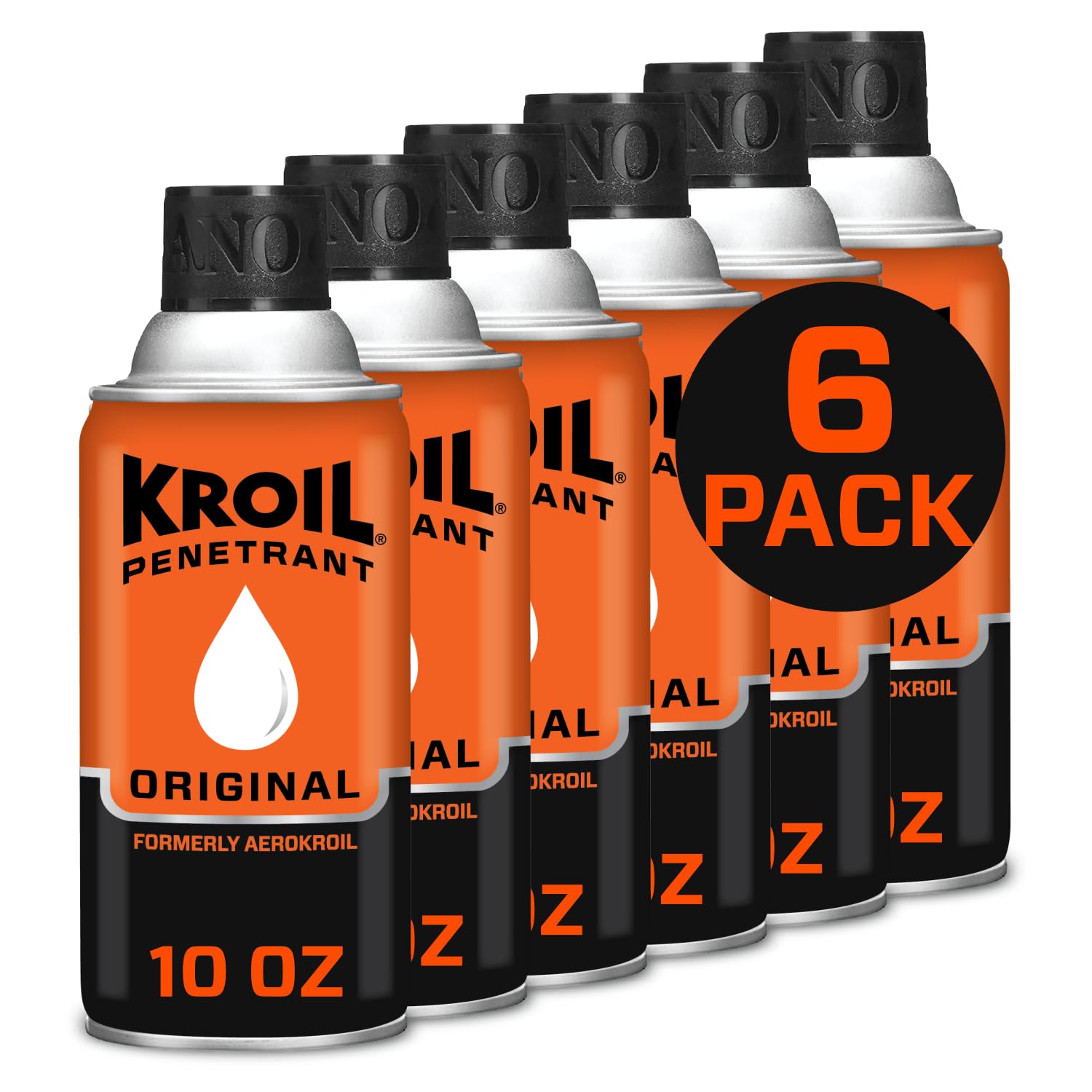 Kroil Original Penetrating Oil Aerosol Spray - 10oz Can (Case of 6) | Rust Remover for Bolts, Metal Parts, Hinges & Chains | Corrosion Inhibitor & Lubricant for Stuck Moving Parts | AZKS102C6 | Ideal for Automotive Repair, Machinery Maintenance & DIY Projects