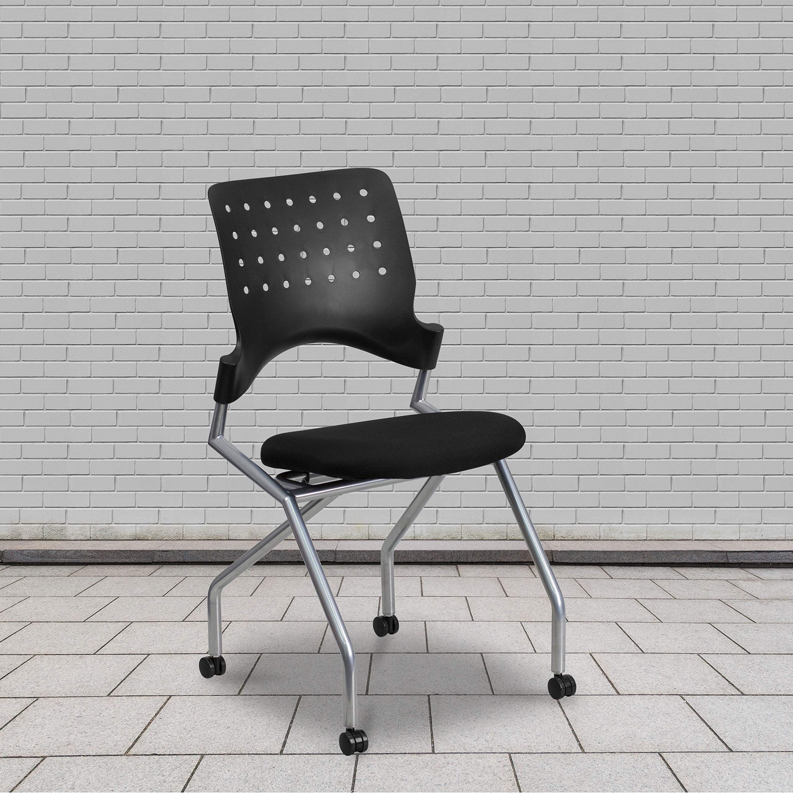 Flash Furniture Galaxy Mobile Nesting Chair with Black Fabric Seat - Stackable Office & Event Chairs for Home, School, Conference & Waiting Rooms