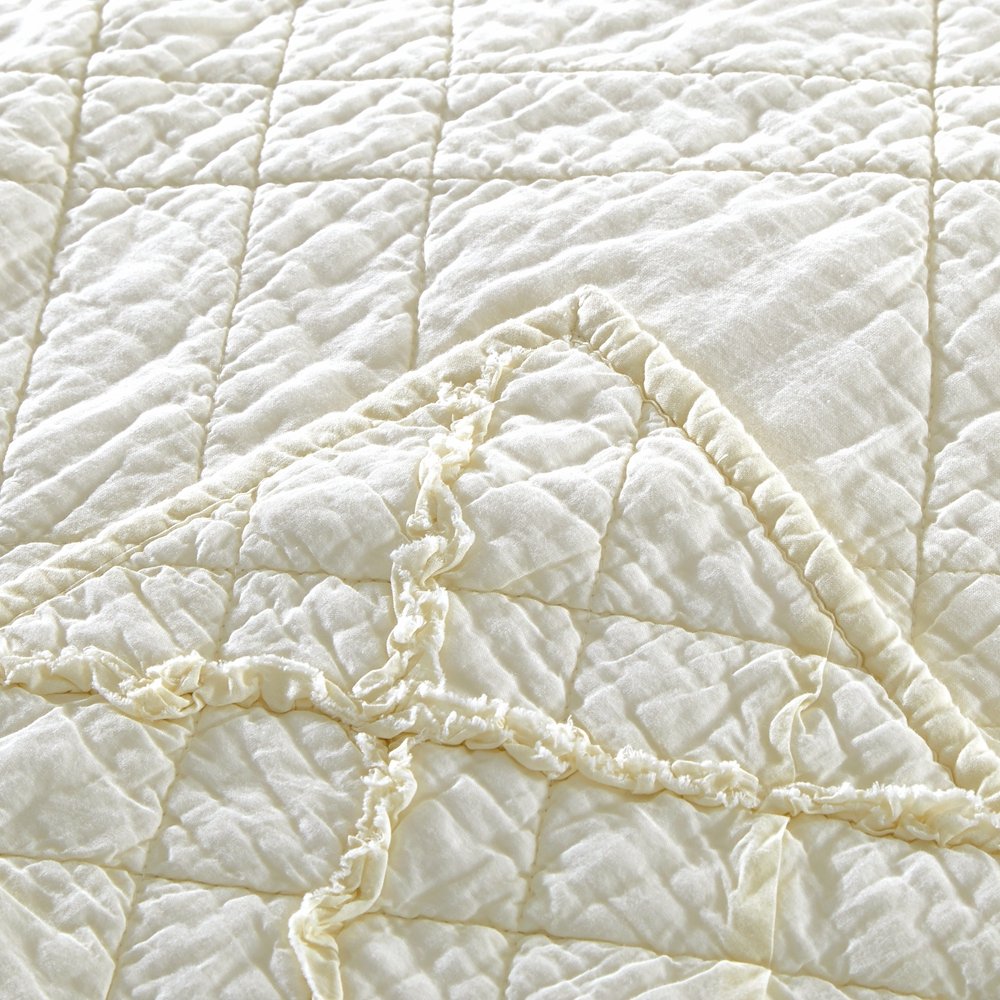 Luxury Calla Angel Diamond Applique Pure Cotton Voile Quilt King Size Ivory - Elegant Bedding for Master Bedroom, Guest Room & Hotel Decor