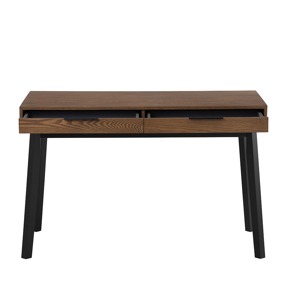 MALTON 120cm Study Desk - Black & Walnut Finish, Modern Writing Desk for Home Office, Dorm Room, or Small Spaces