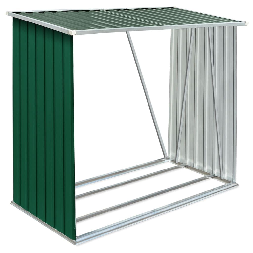 vidaXL Galvanized Steel Firewood Storage Shed - 64.2