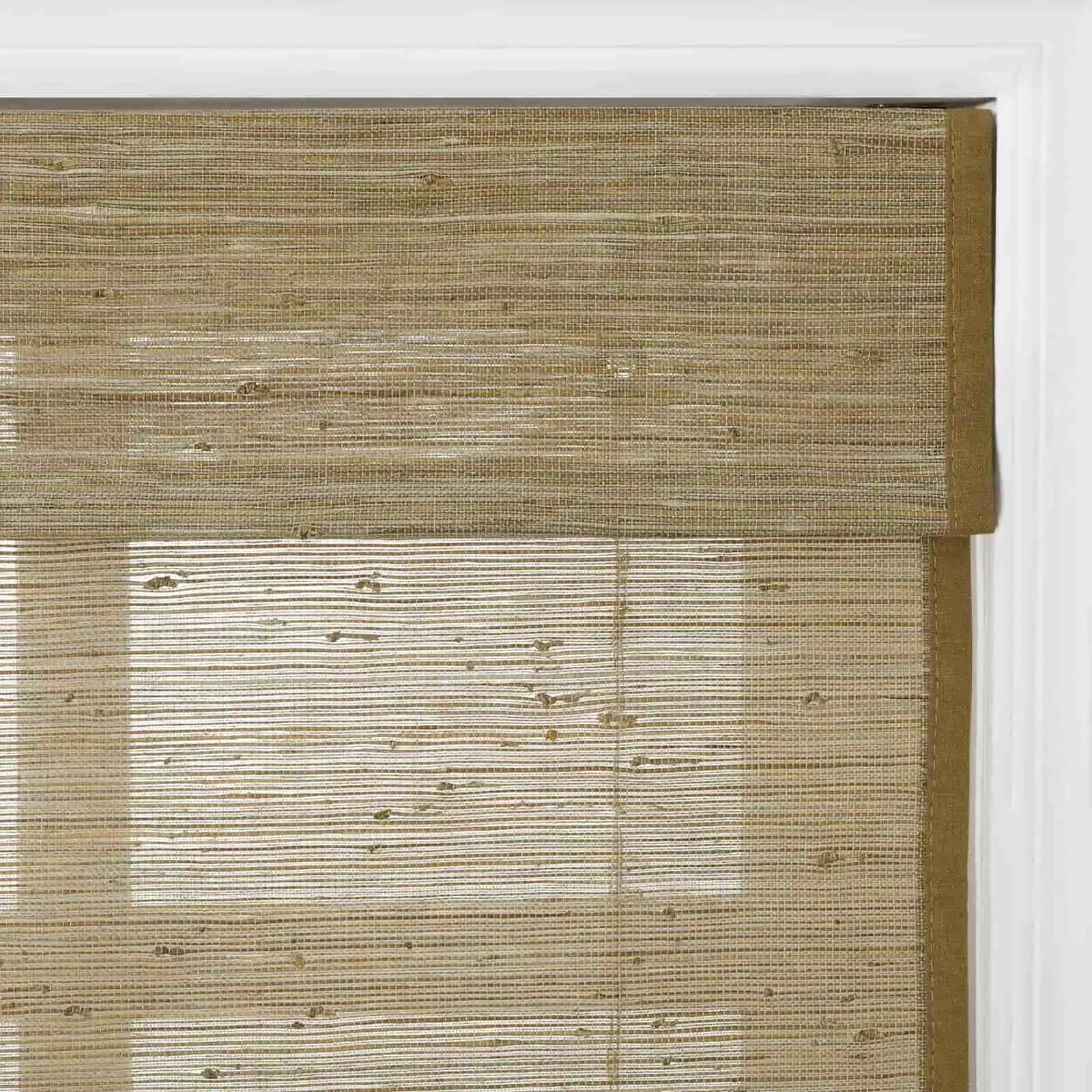 Rae Natural Jute Flax Woven Window Shade - Khaki Color, Eco-Friendly Blackout Curtain for Bedroom & Living Room Privacy