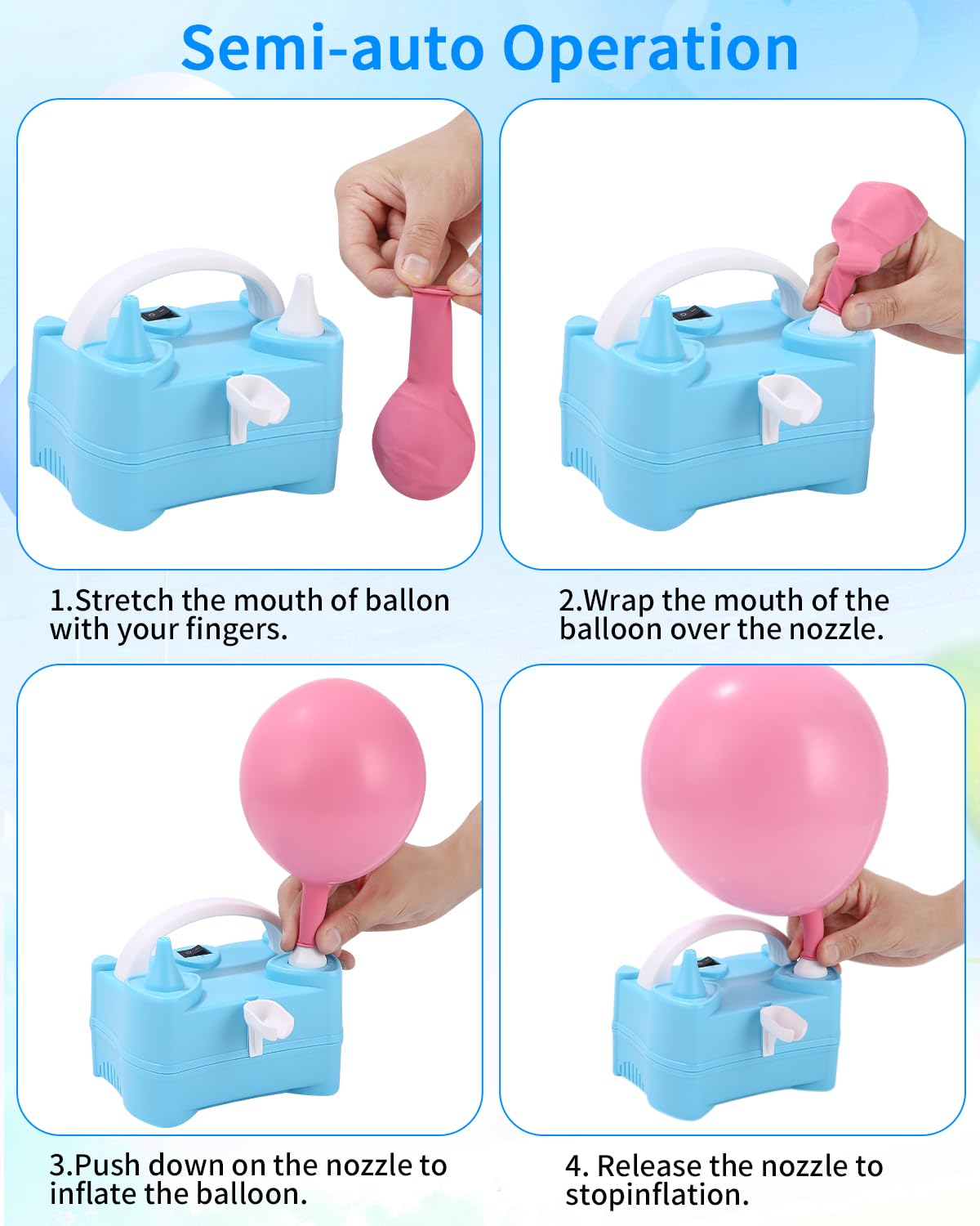 Electric Balloon Pump 400W 220V - Fast & Powerful Balloon Inflator for Weddings, Birthdays, Parties, Baby Showers & Events - Perfect for Latex & Foil Balloons Decoration