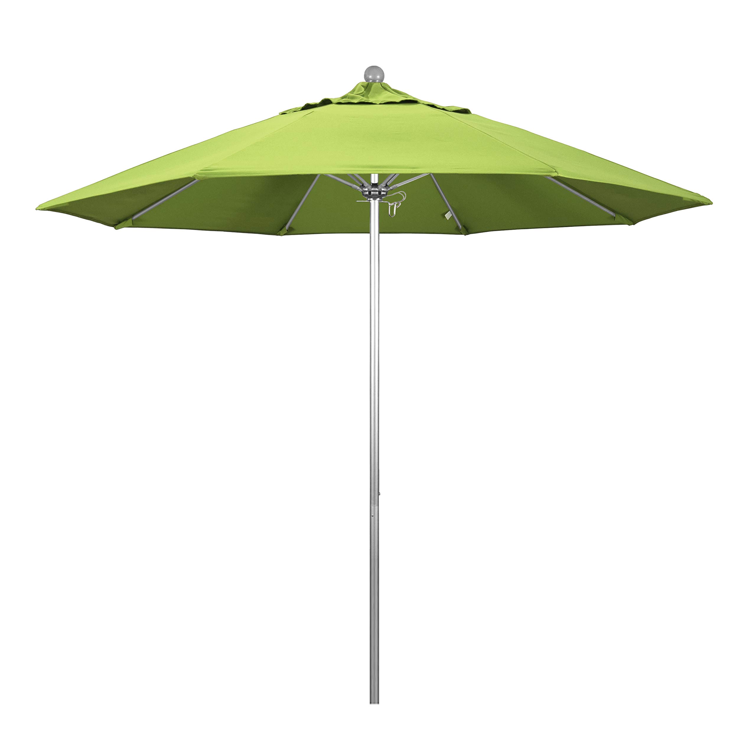 California Umbrella 9' Round Outdoor Patio Umbrella with Aluminum/Fiberglass Frame - Push Button Open, Silver Pole - Perfect for Poolside, Backyard, and Garden Shade