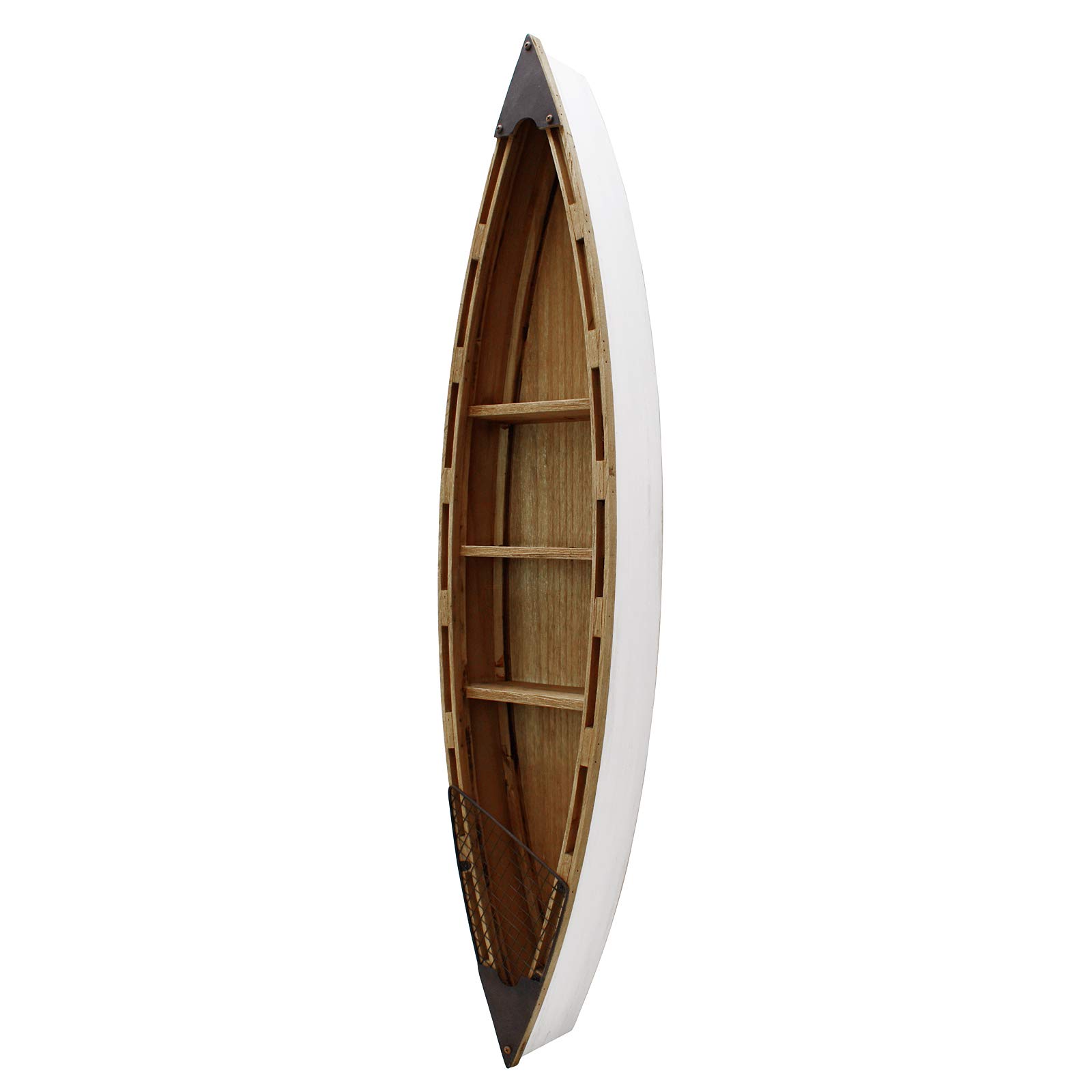 47 Inch Wooden Boat Shelf - Nautical Wall Decor for Beach Theme Rooms, Coastal Home Decor, Perfect for Living Room, Bedroom, or Bathroom Wall Hanging
