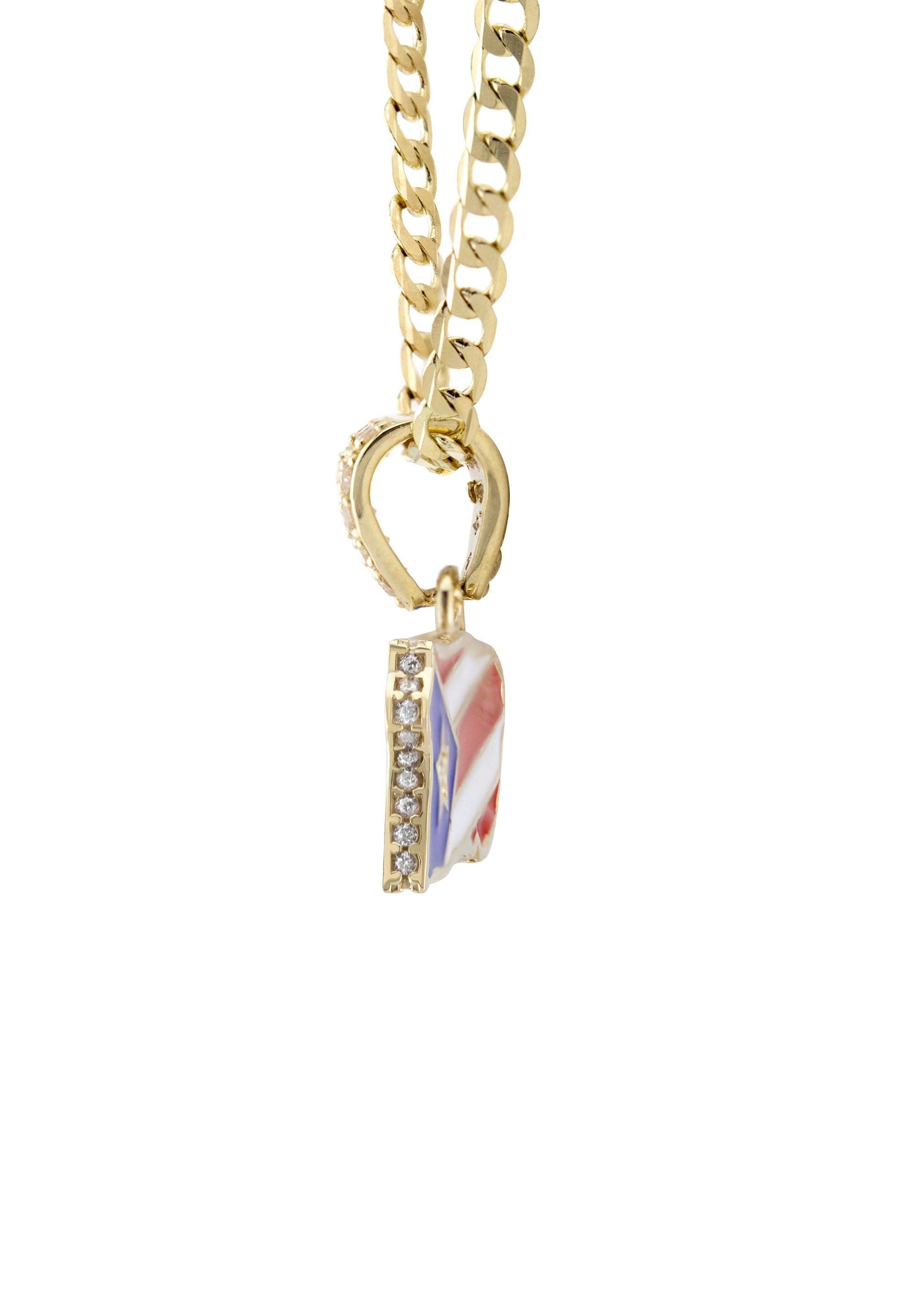 10K Yellow Gold Puerto Rico Flag Pendant Necklace for Women | 2.3-6.3 Grams | Perfect for Puerto Rican Pride, Gifts & Special Occasions